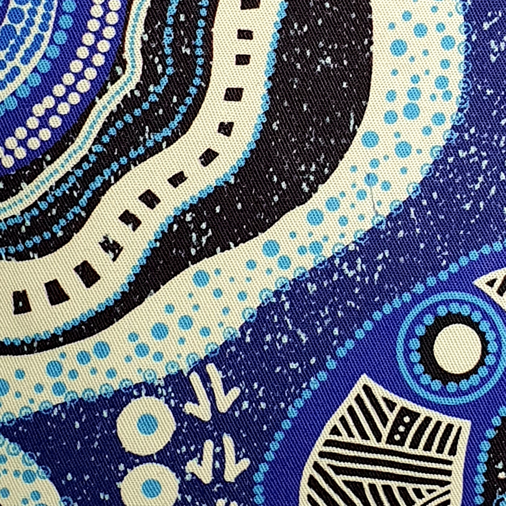 XL Pouch in Indigenous Blue and White Dot Print Fabric