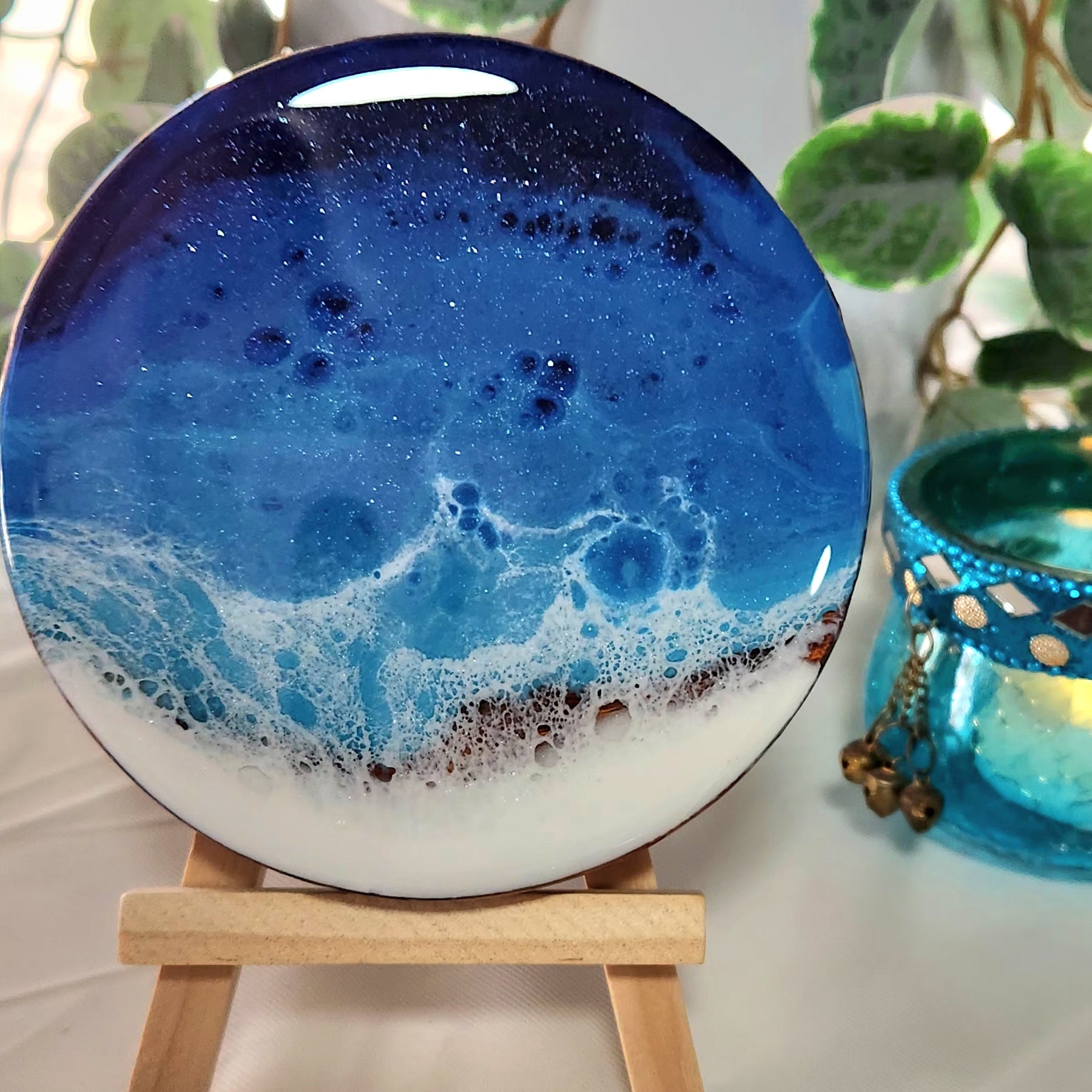 Beach Resin Drink Coasters Set of 4, Epoxy Resin Coasters, Drinkware