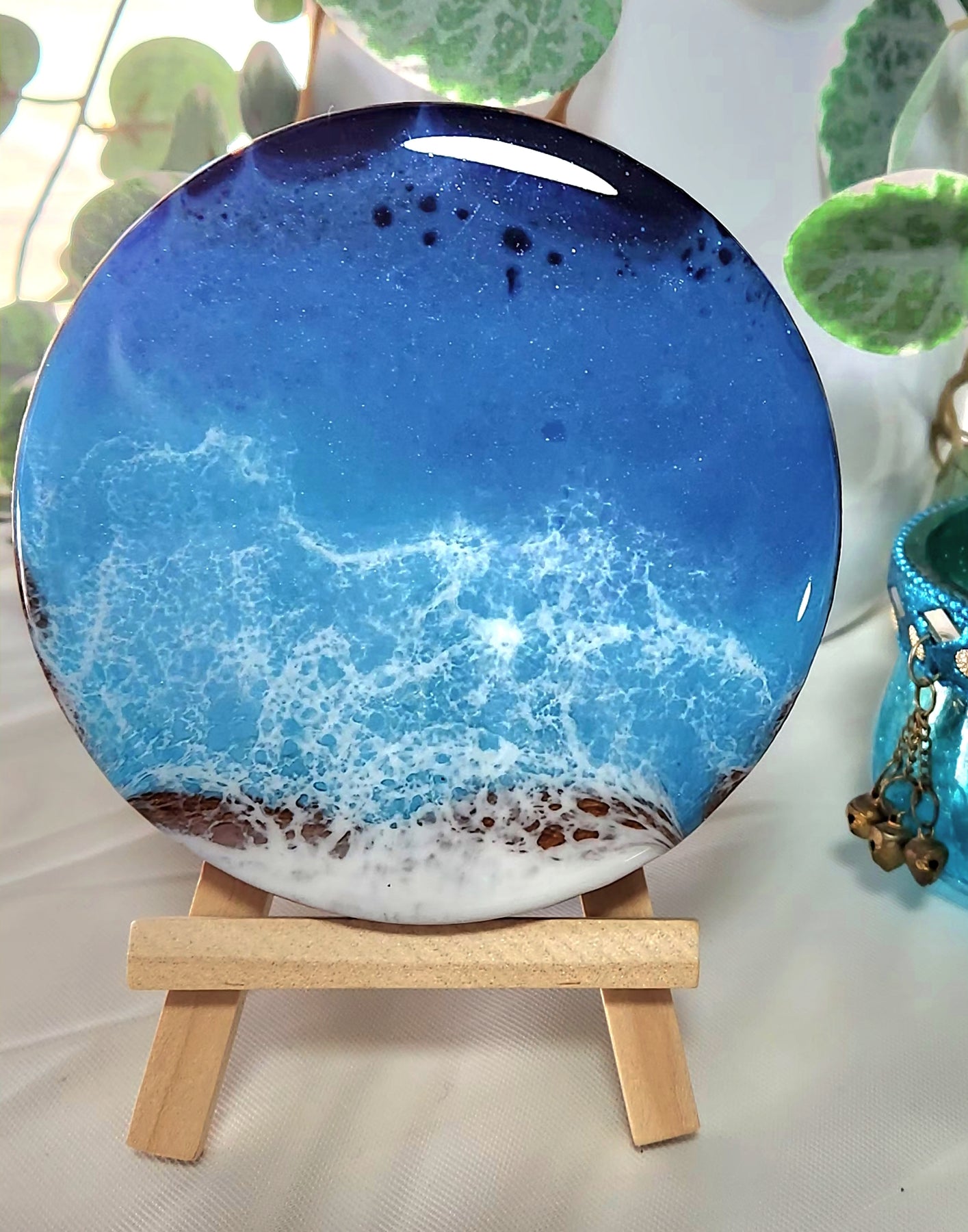 Beach Resin Drink Coasters Set of 4, Epoxy Resin Coasters, Drinkware