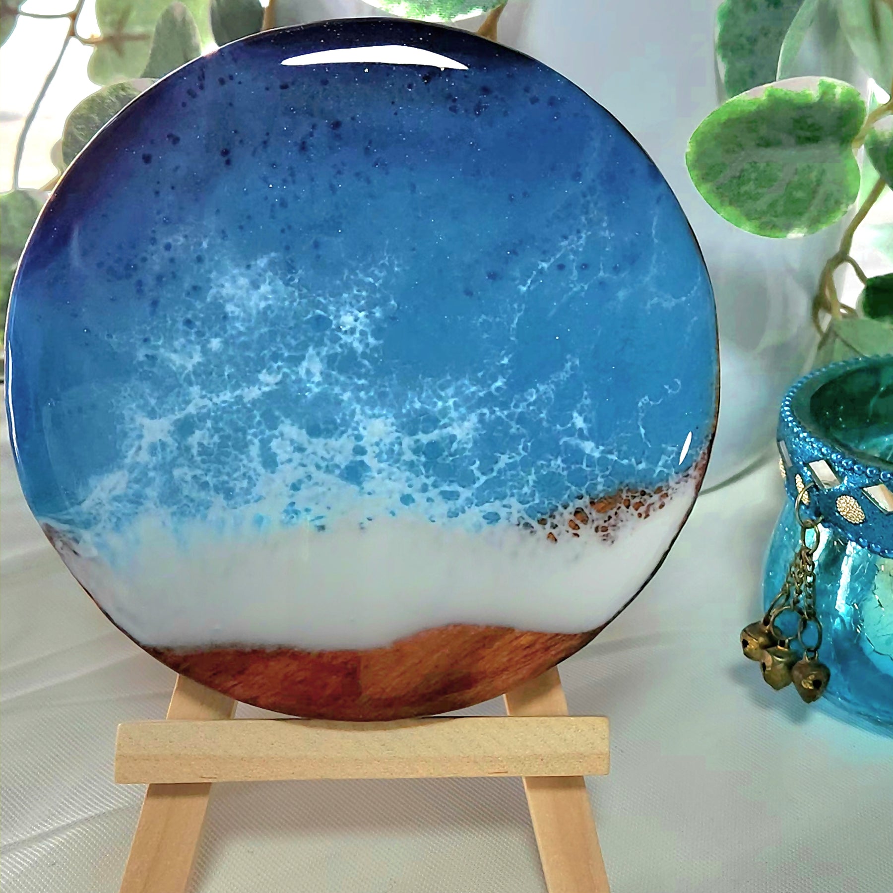 Beach Resin Drink Coasters Set of 4, Epoxy Resin Coasters, Drinkware