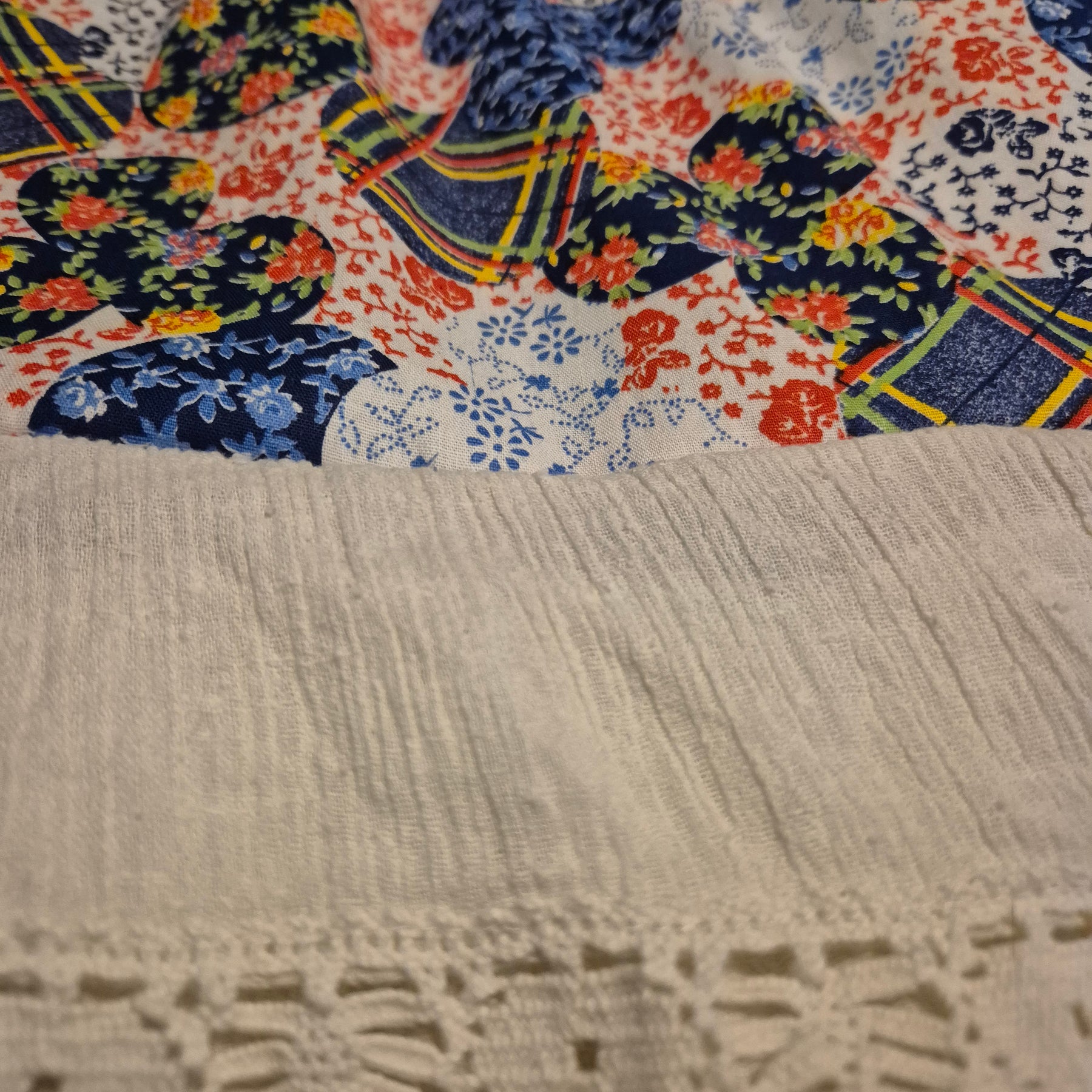 Upcycled, vintage and Unique Denim tiered skirt Size 8