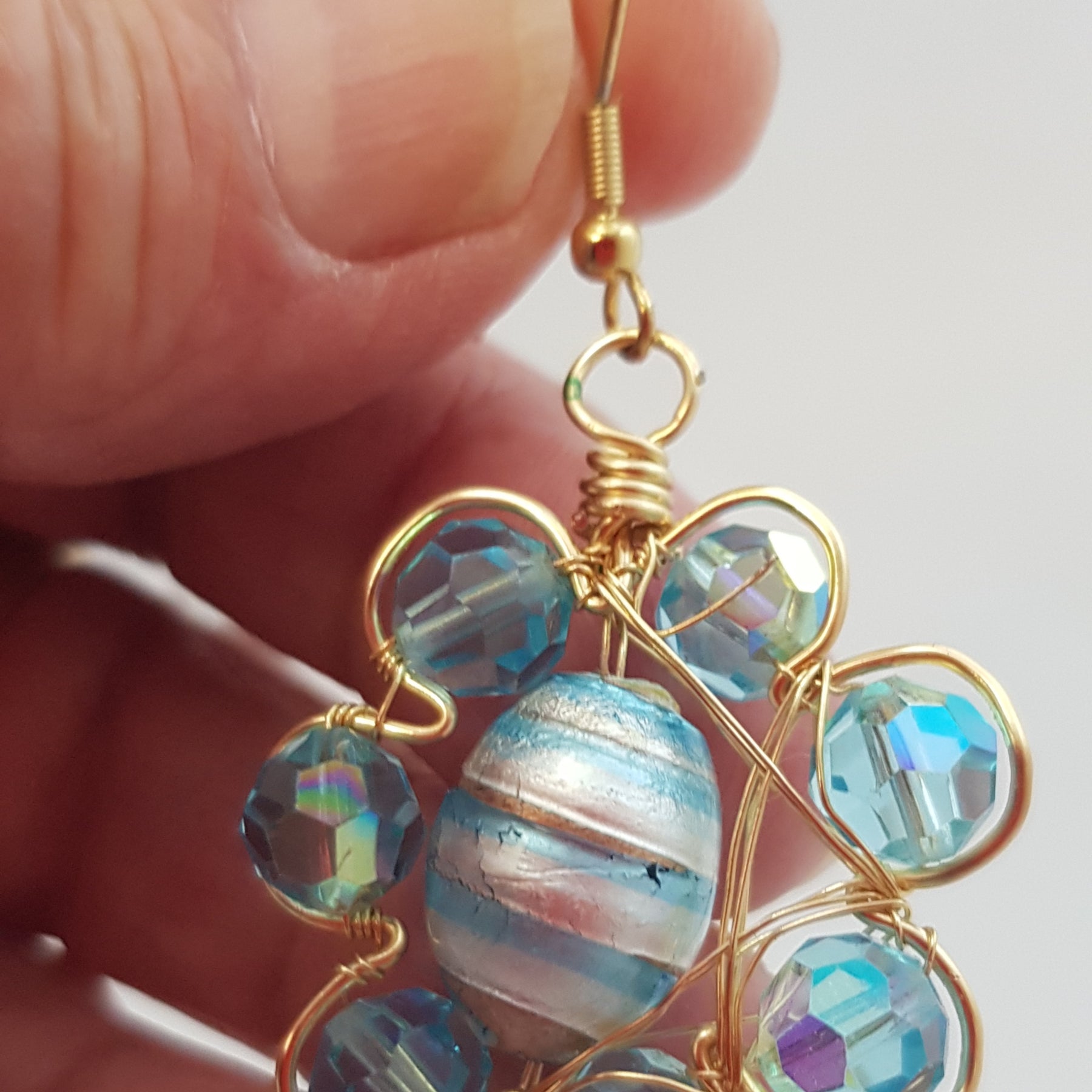 Blue flower crystal earrings (#657 AM/E)