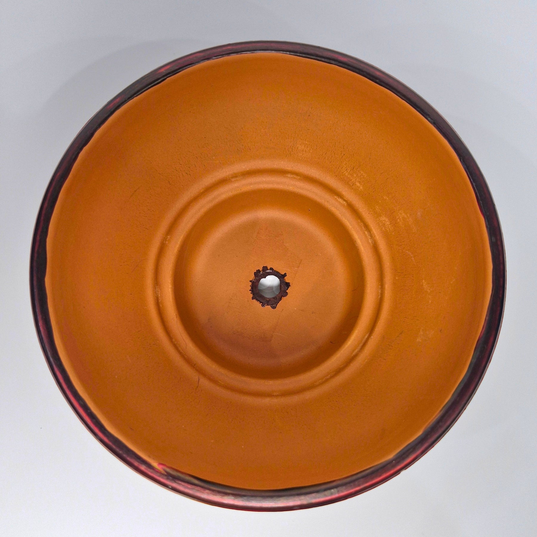 Hand Painted Terracotta Pot 15cm Magenta and Navy