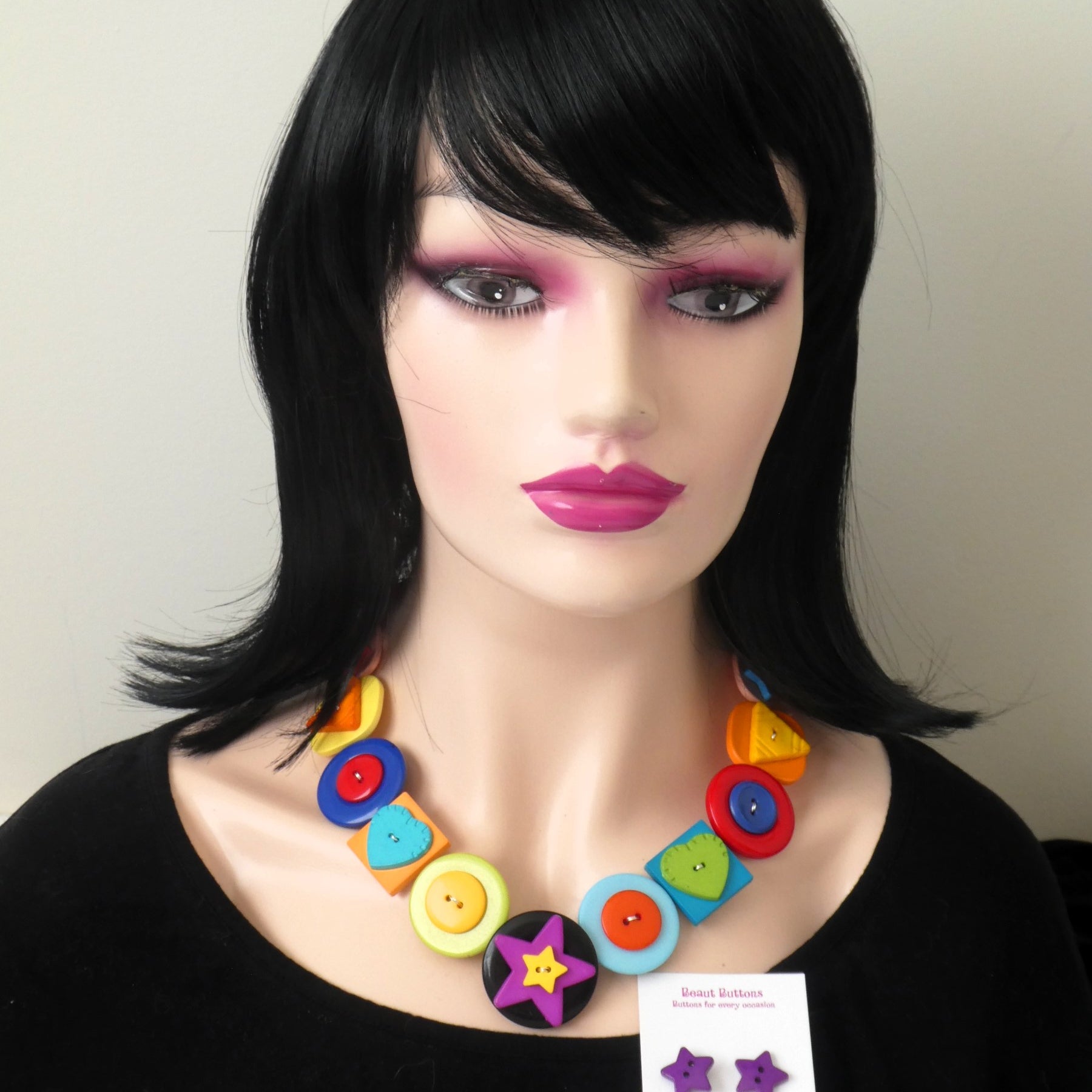 Button necklace and earrings - Shape Fun