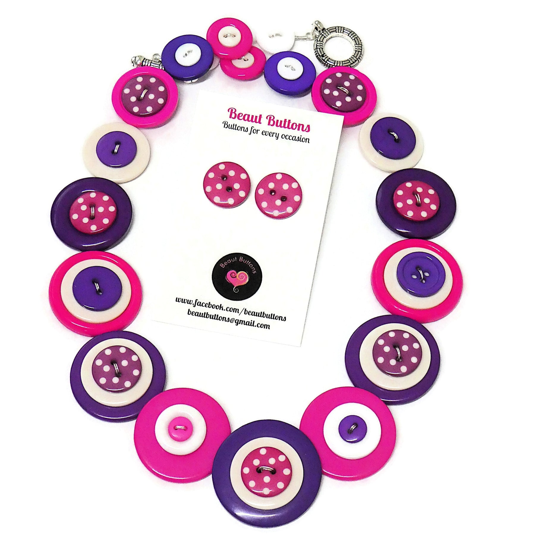 Button necklace and earrings - Lots of Spots