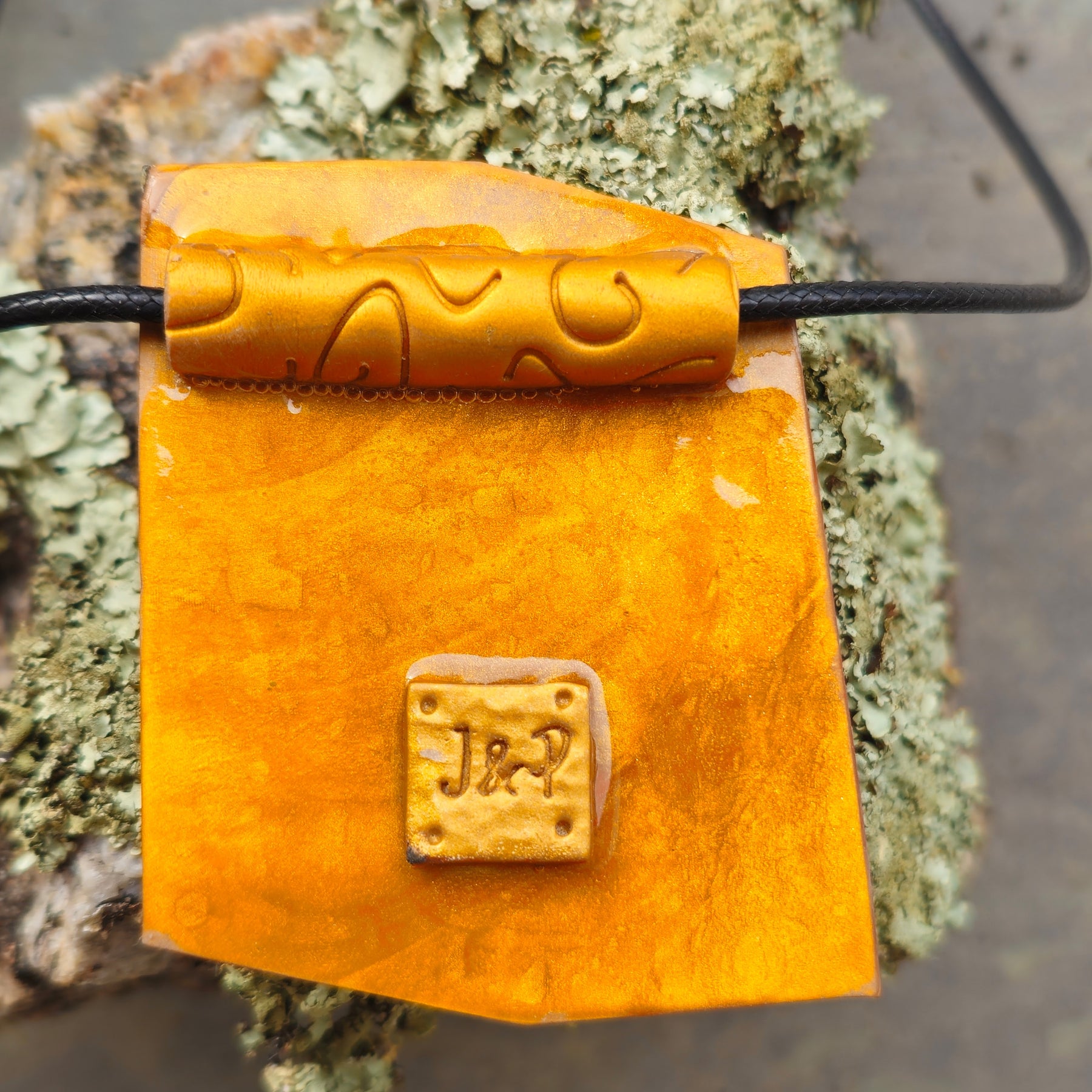 GOLDEN PEBBLE STREAM - POLYMER CLAY PENDANT