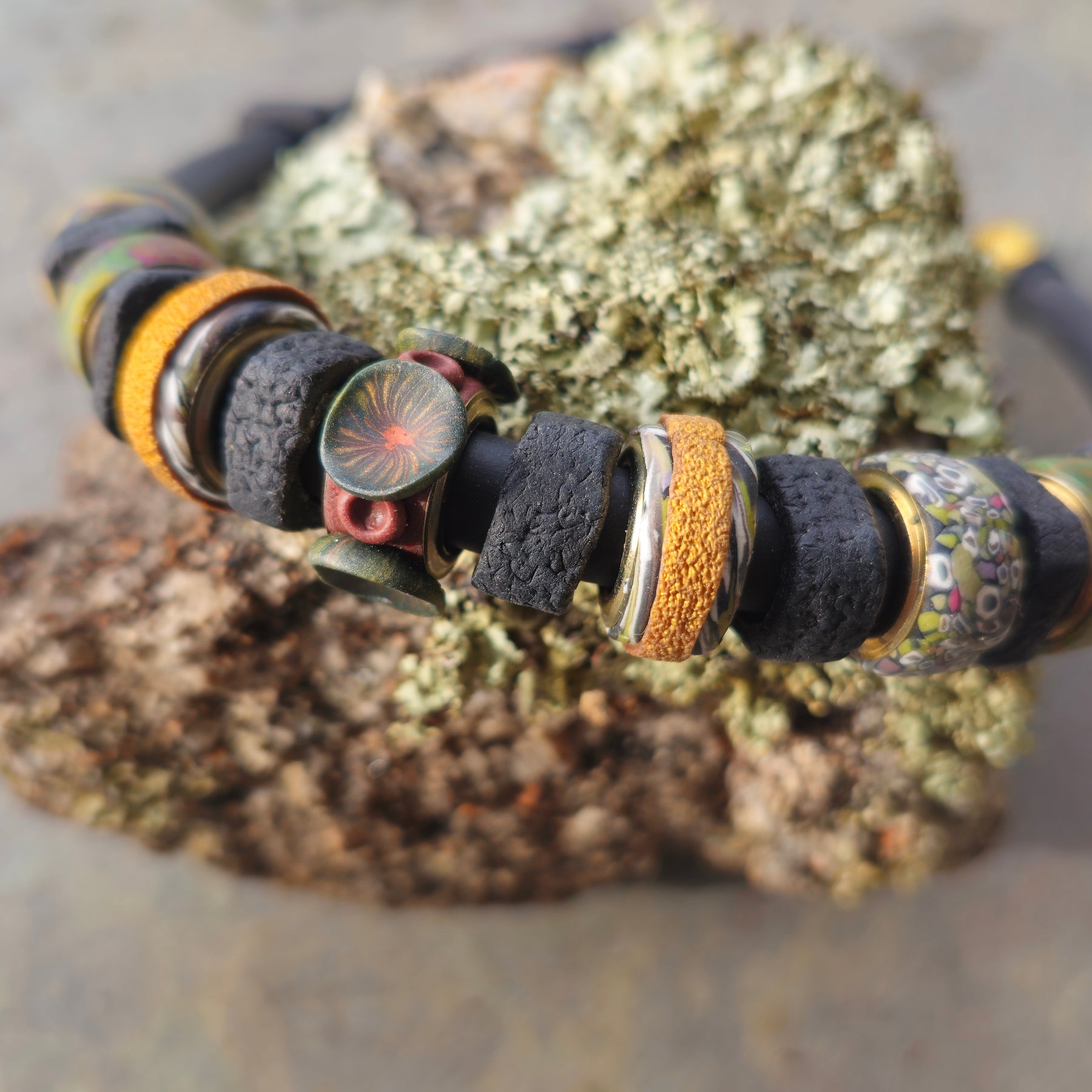 LICHEN AND STONE - POLYMER CLAY CHOKER/NECKLACE