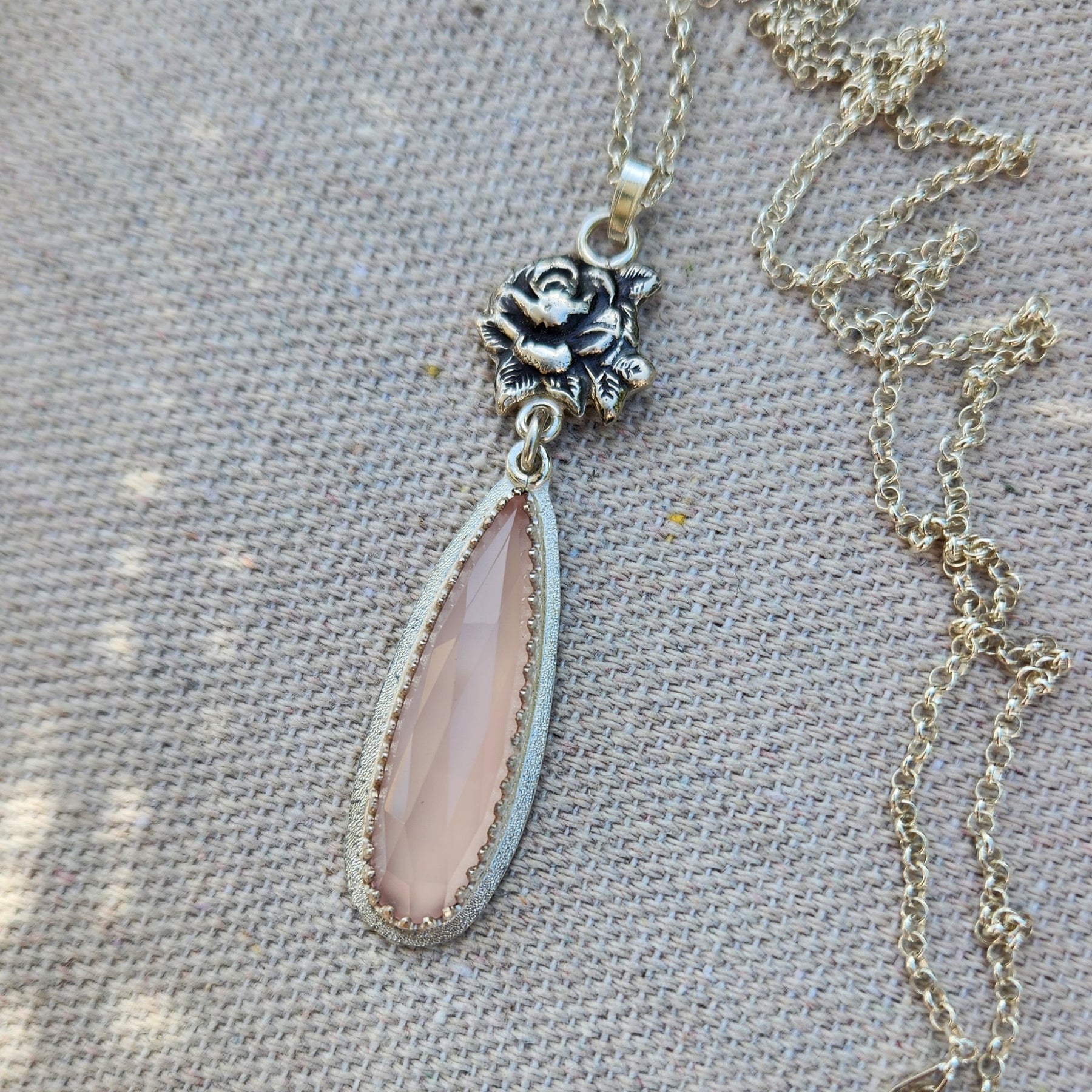 Say it with a flower silver rose pendant