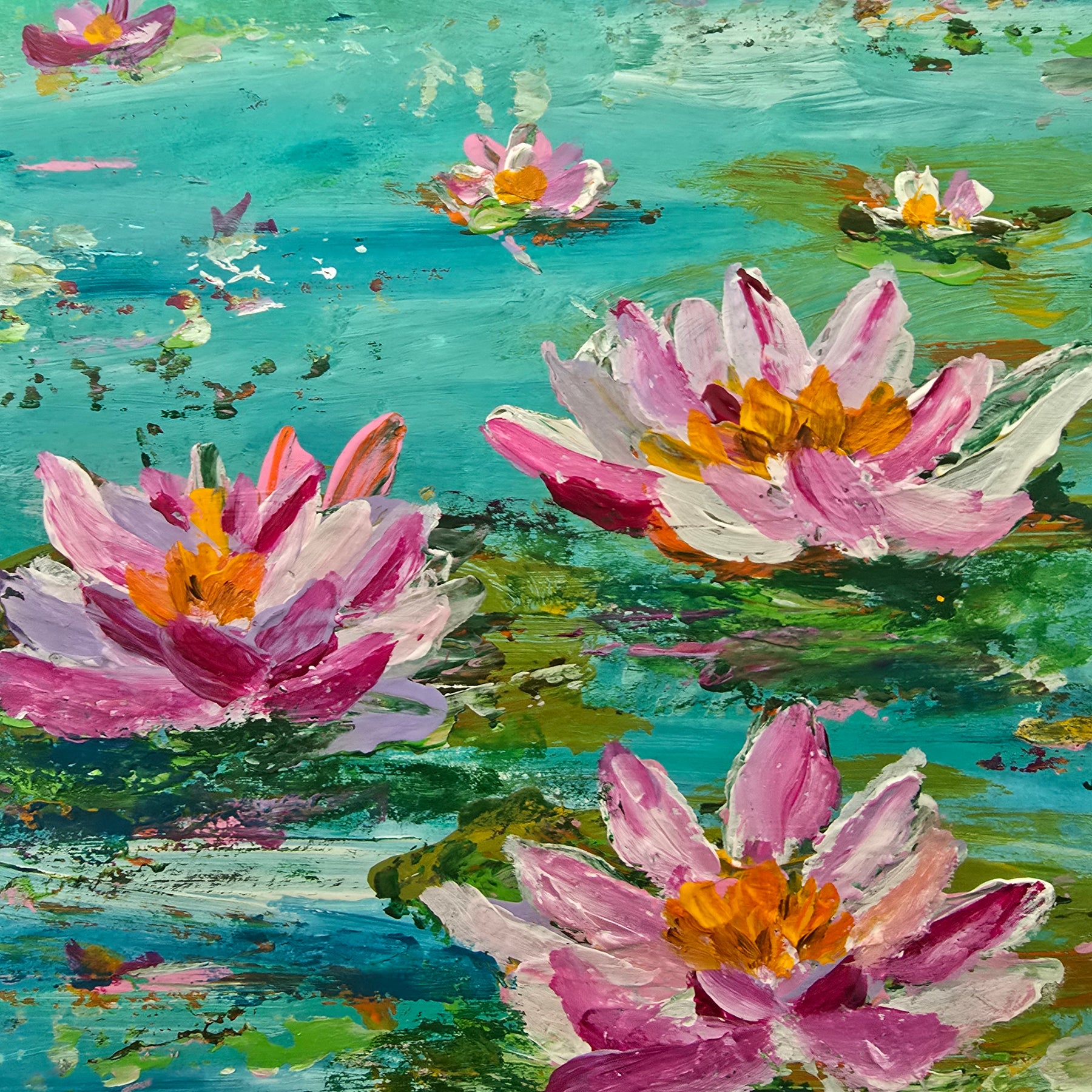 July Birthday - 'Water Lilies' Original Artwork on Watercolour Paper 21 x 29.7cm