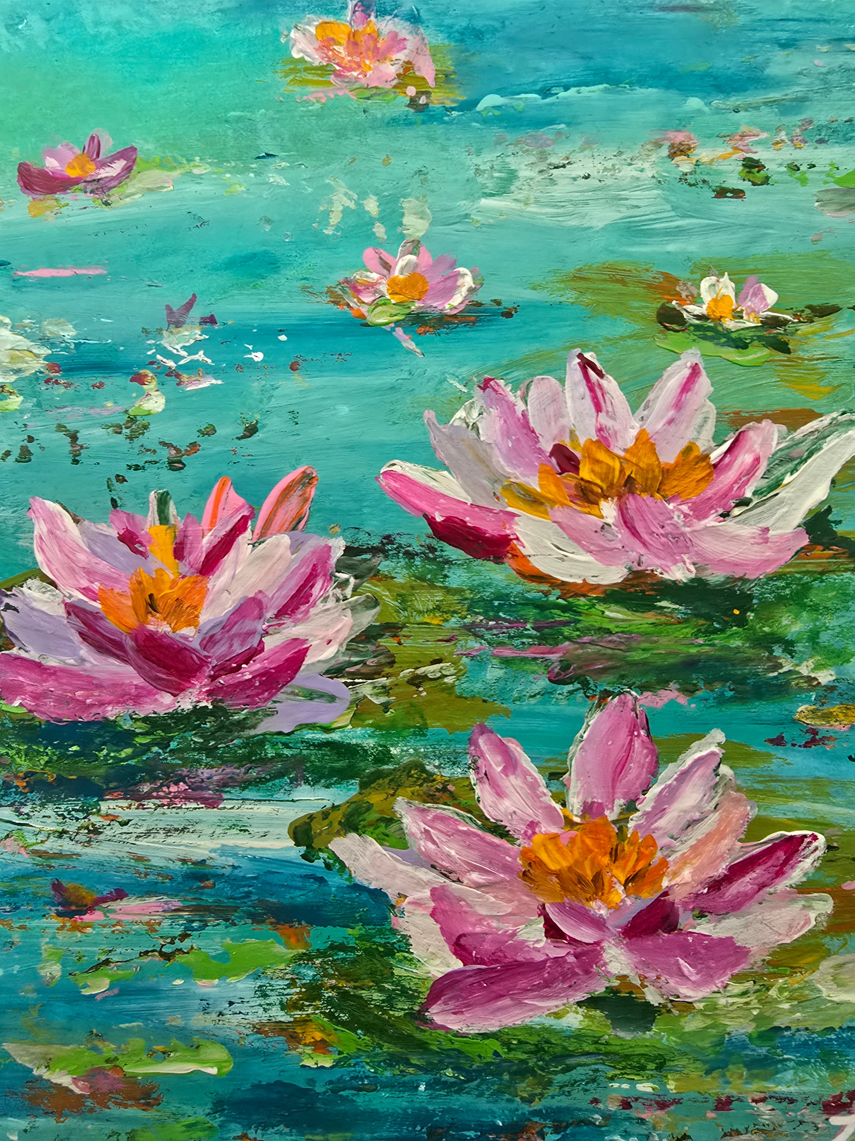 July Birthday - 'Water Lilies' Original Artwork on Watercolour Paper 21 x 29.7cm