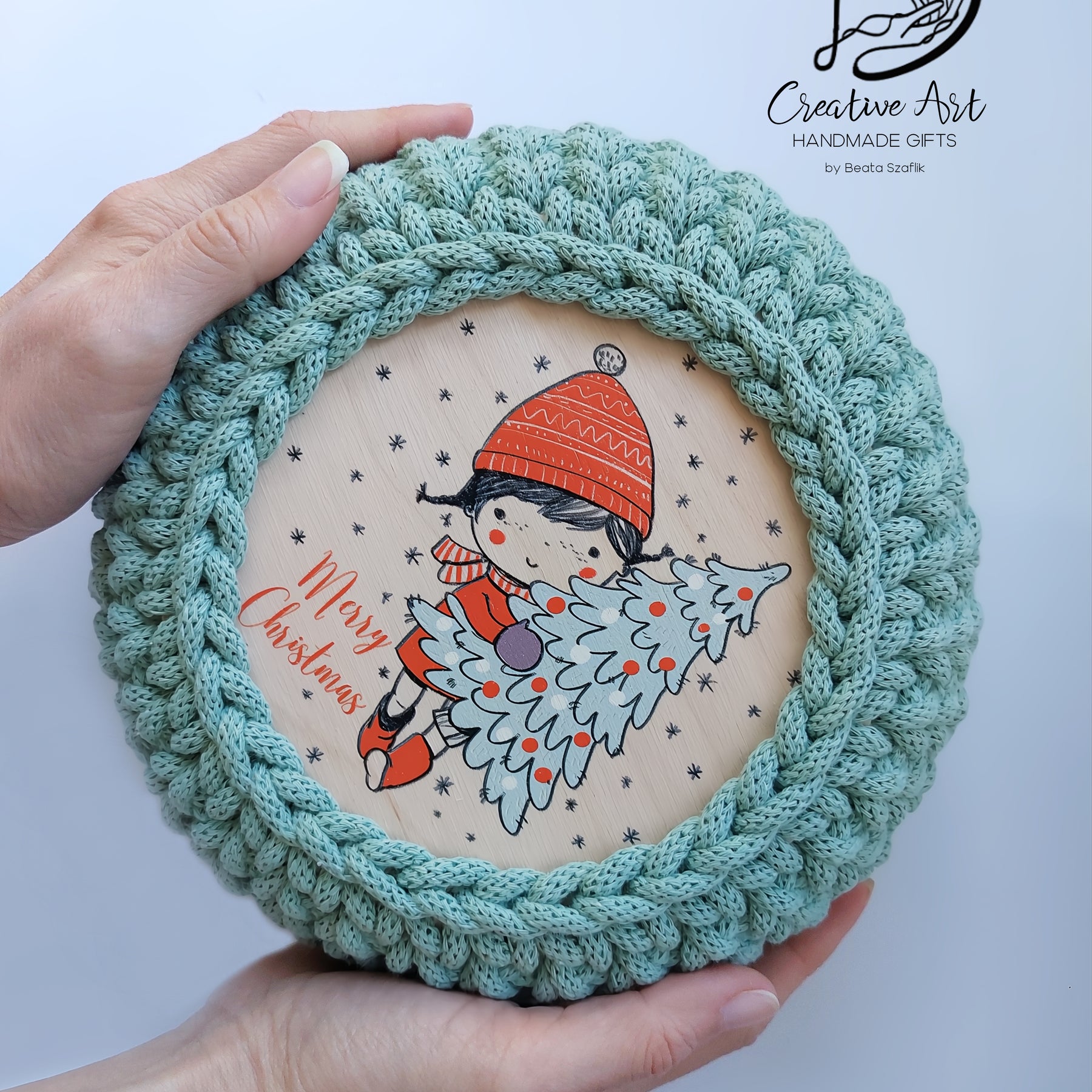 Christmas Crochet Basket with UV-Printed Lid