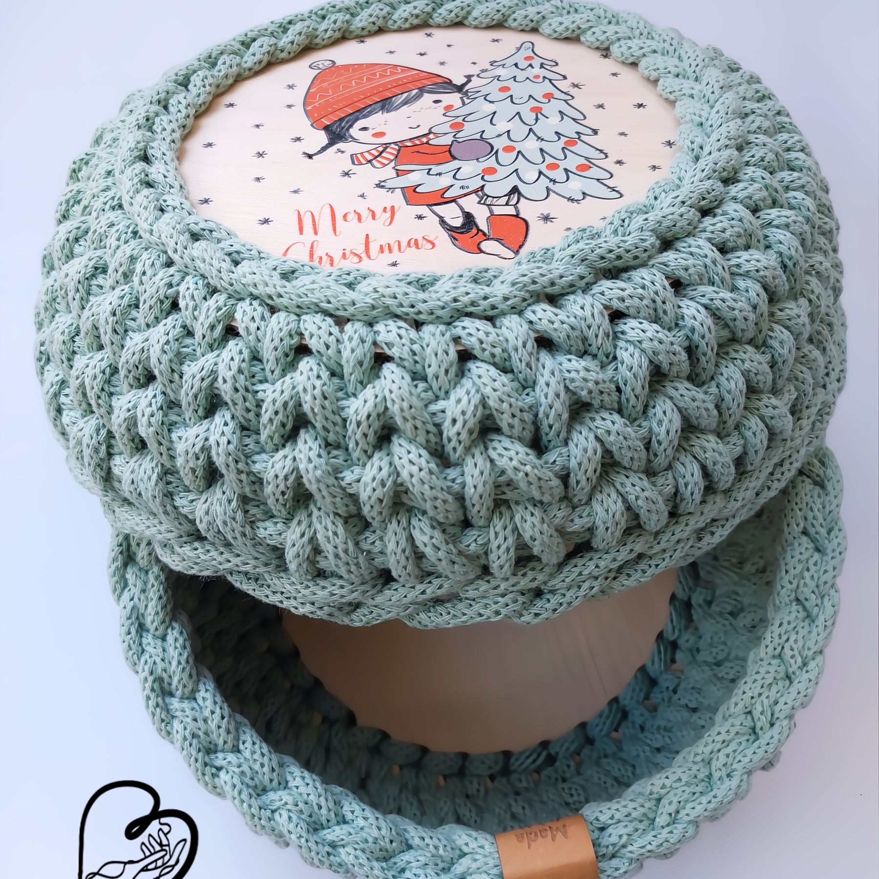 Christmas Crochet Basket with UV-Printed Lid