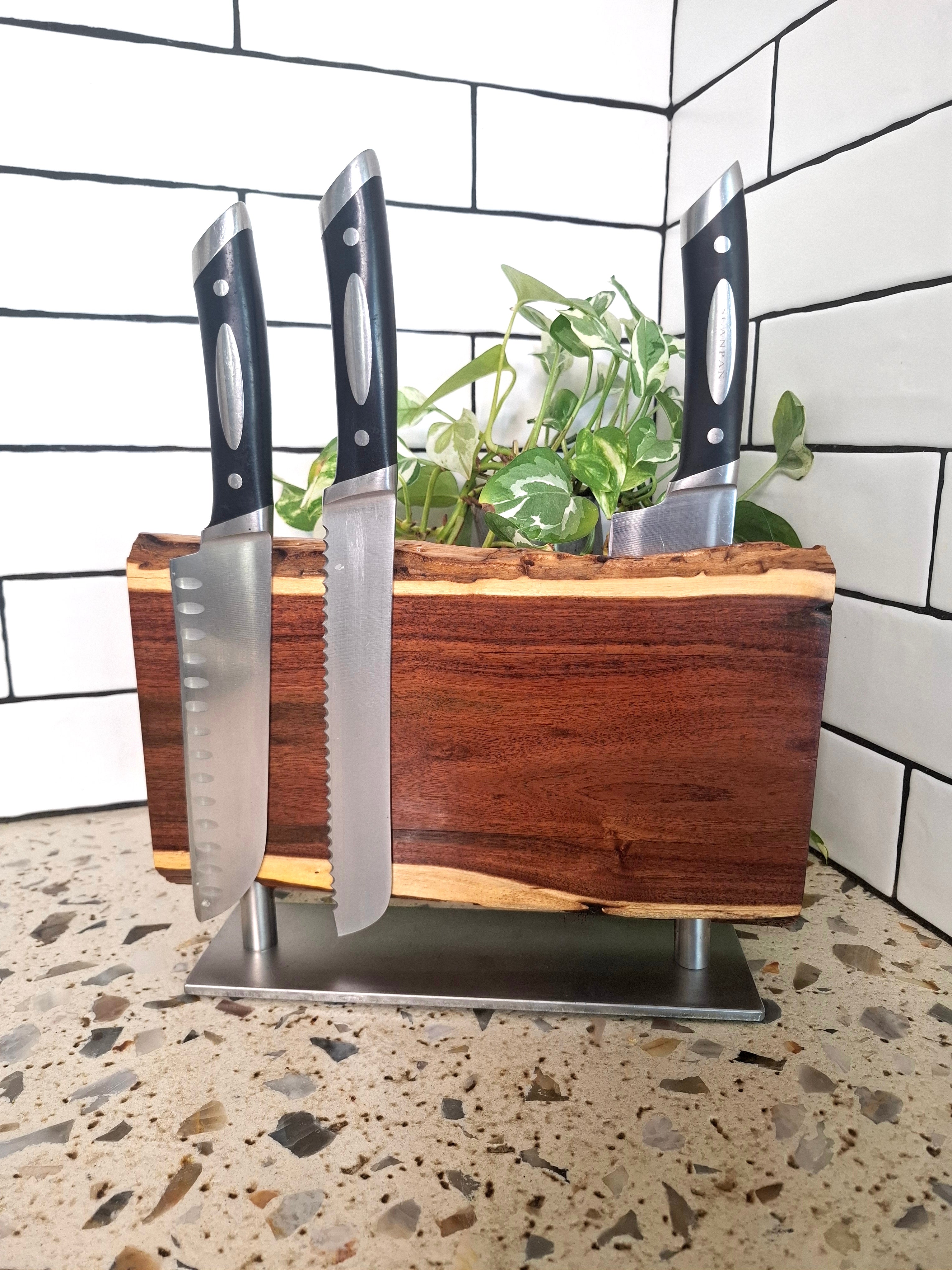 Magnetic Double Sided Wooden Knife Block