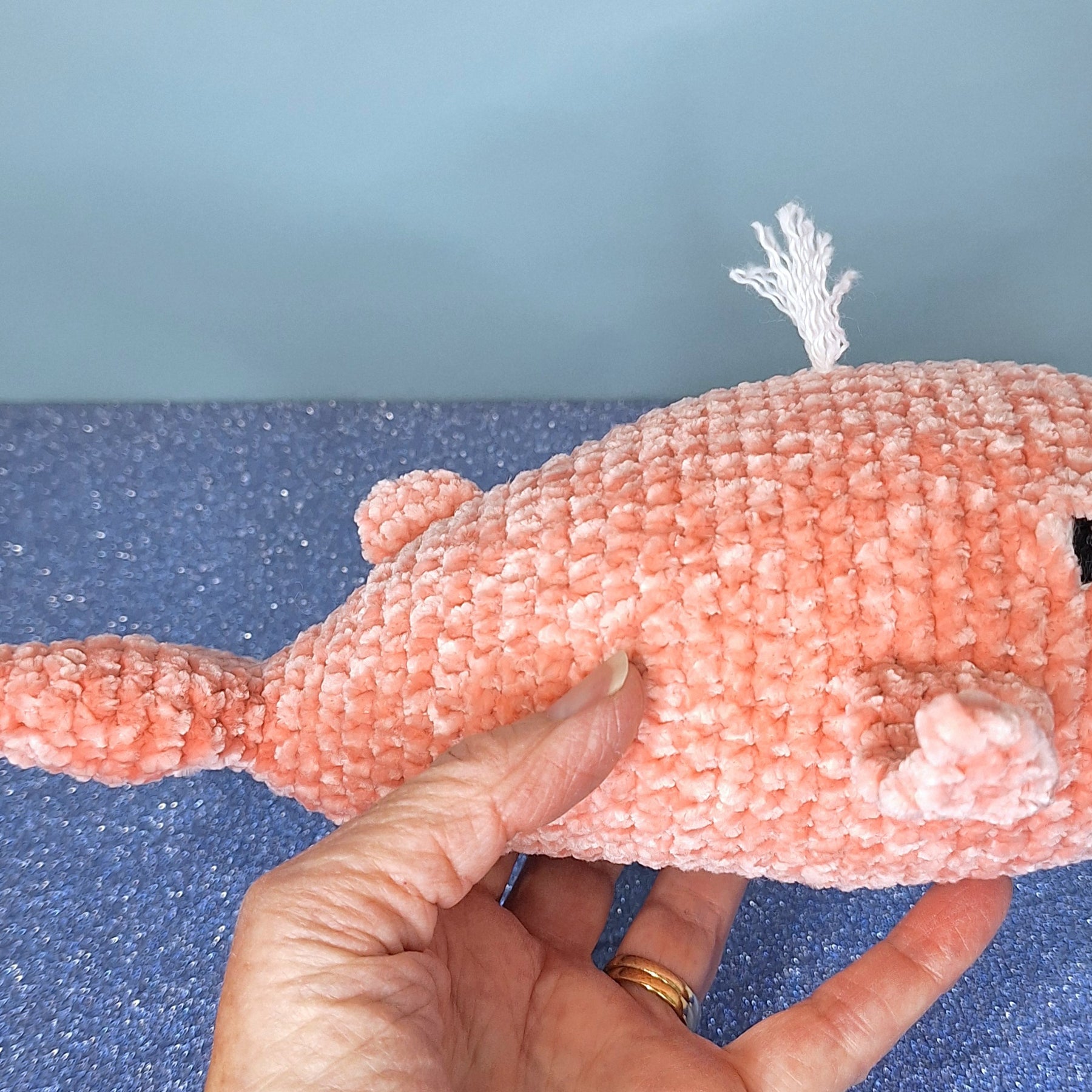 Cuddly, soft crocheted whale