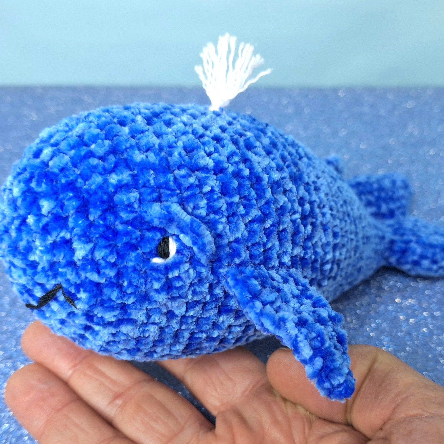 Cuddly, soft crocheted whale