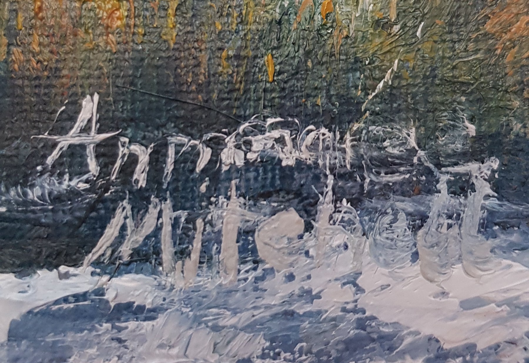 Snowy Wonderland,  Oil Painting, Free Shipping, 27.5 x 33cm Framed