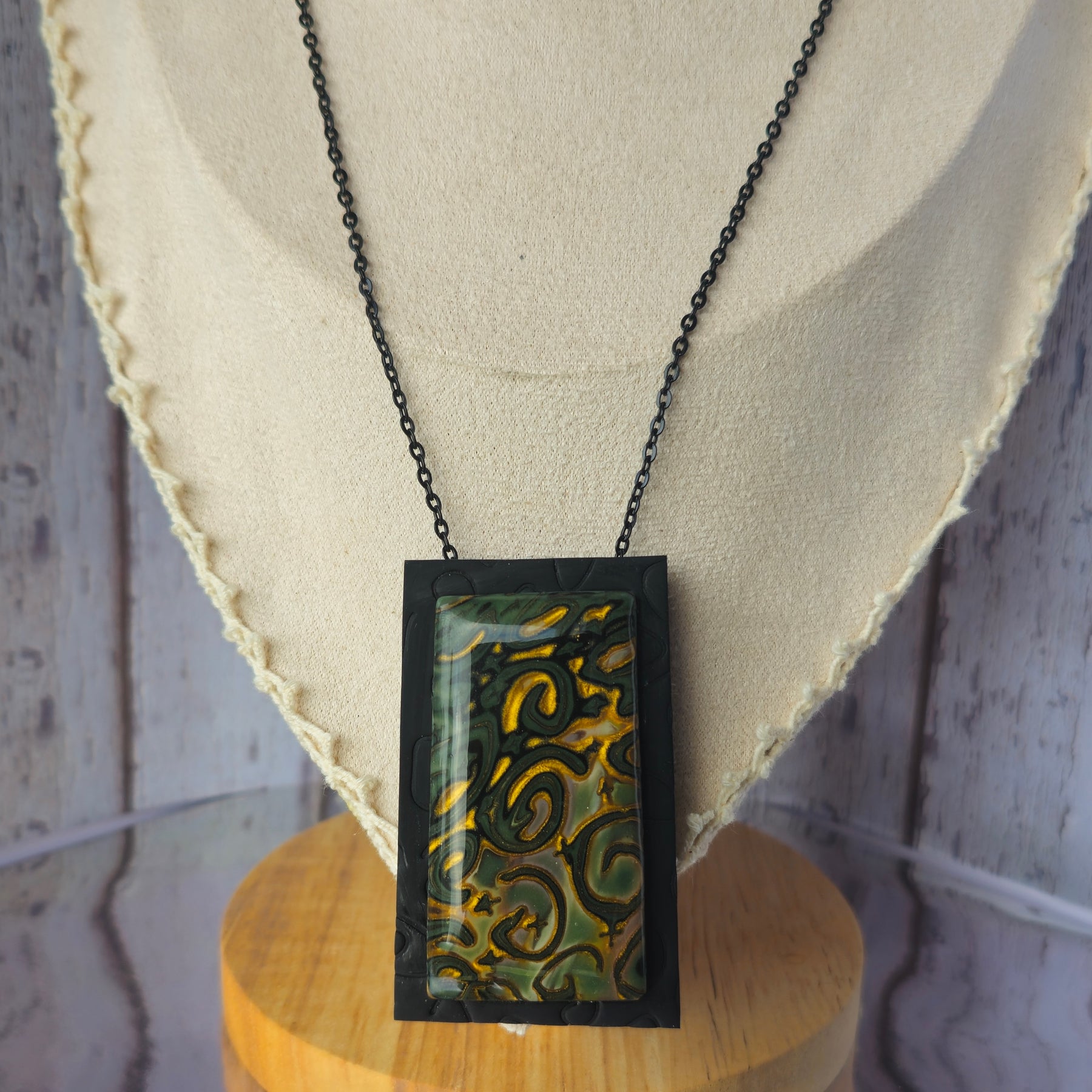 GOLDEN WHIRLS - UNIQUE POLYMER CLAY PENDANT