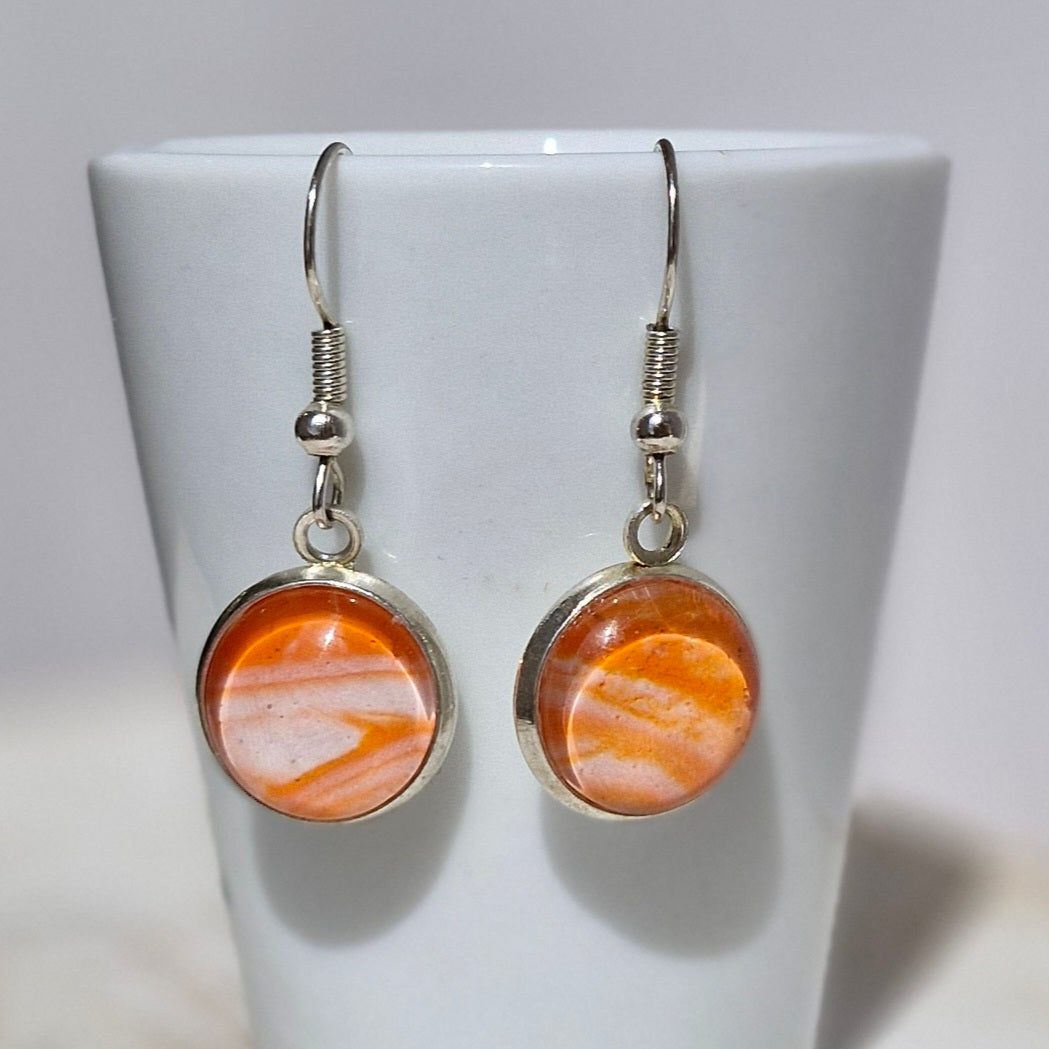 Orange Fluid Art Stainless Steel Earrings