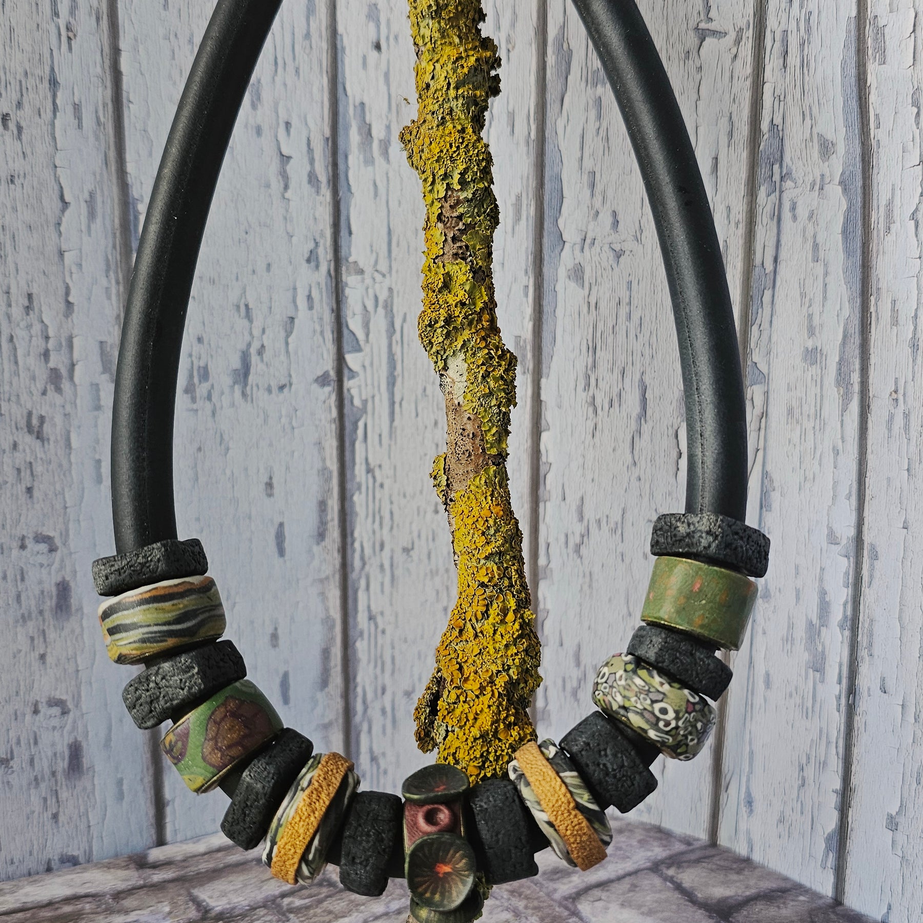 LICHEN AND STONE - POLYMER CLAY CHOKER/NECKLACE