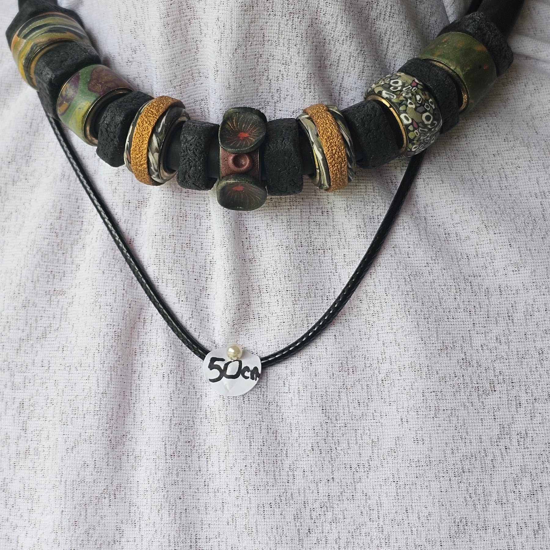 LICHEN AND STONE - POLYMER CLAY CHOKER/NECKLACE