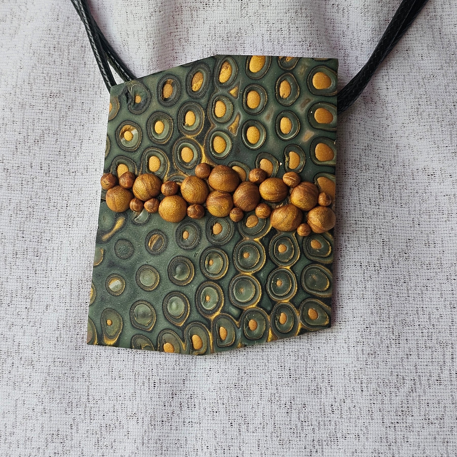 GOLDEN PEBBLE STREAM - POLYMER CLAY PENDANT