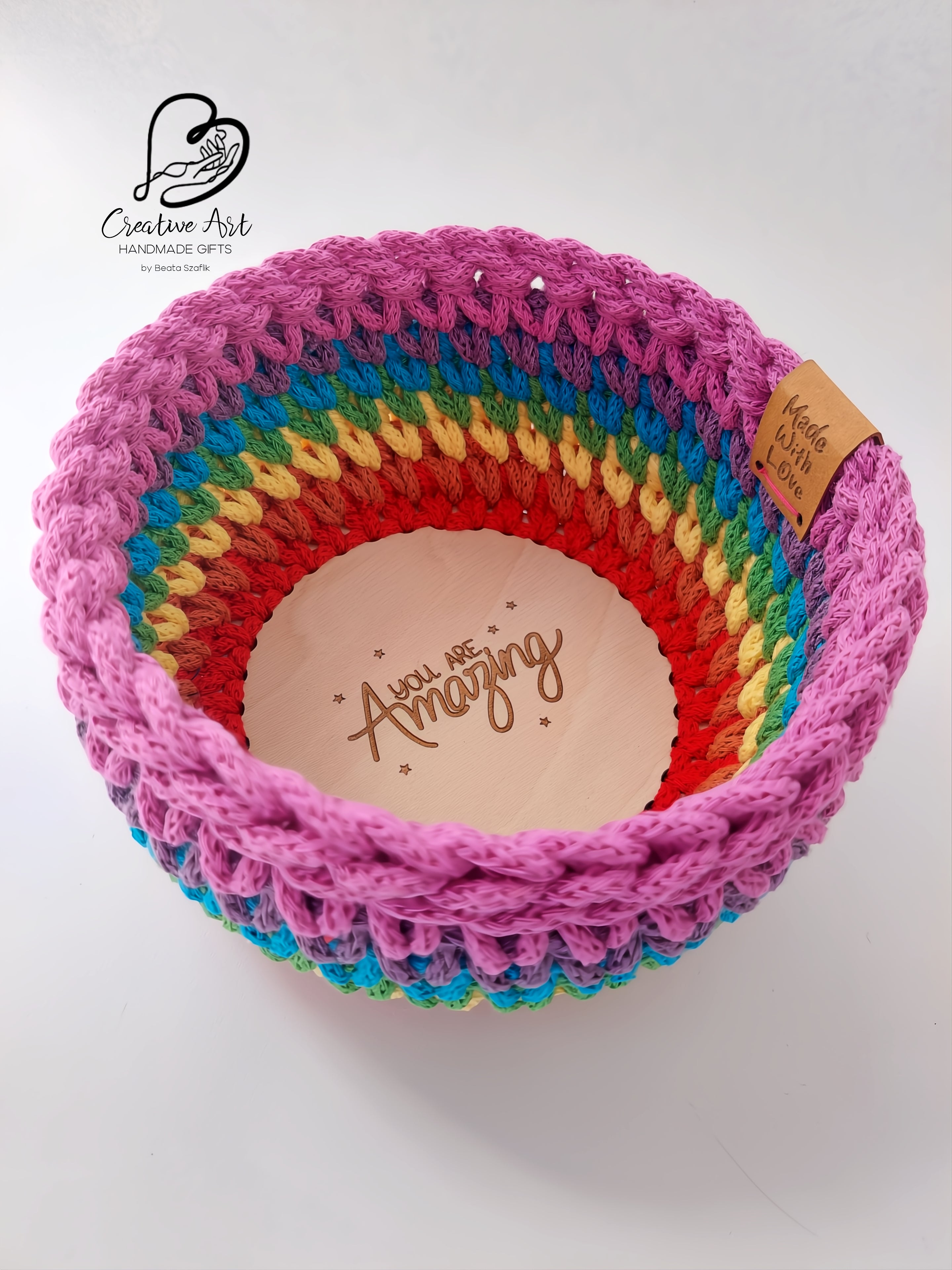 "You are amazing" Rainbow Trinket Basket