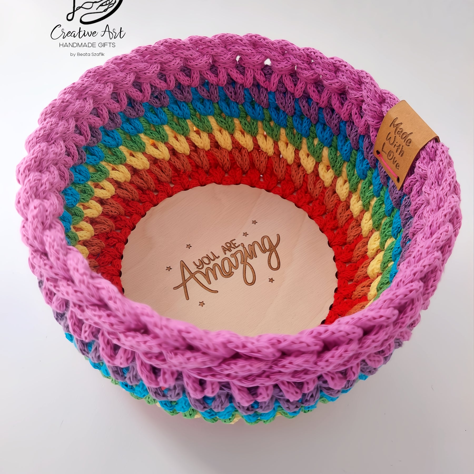 "You are amazing" Rainbow Trinket Basket