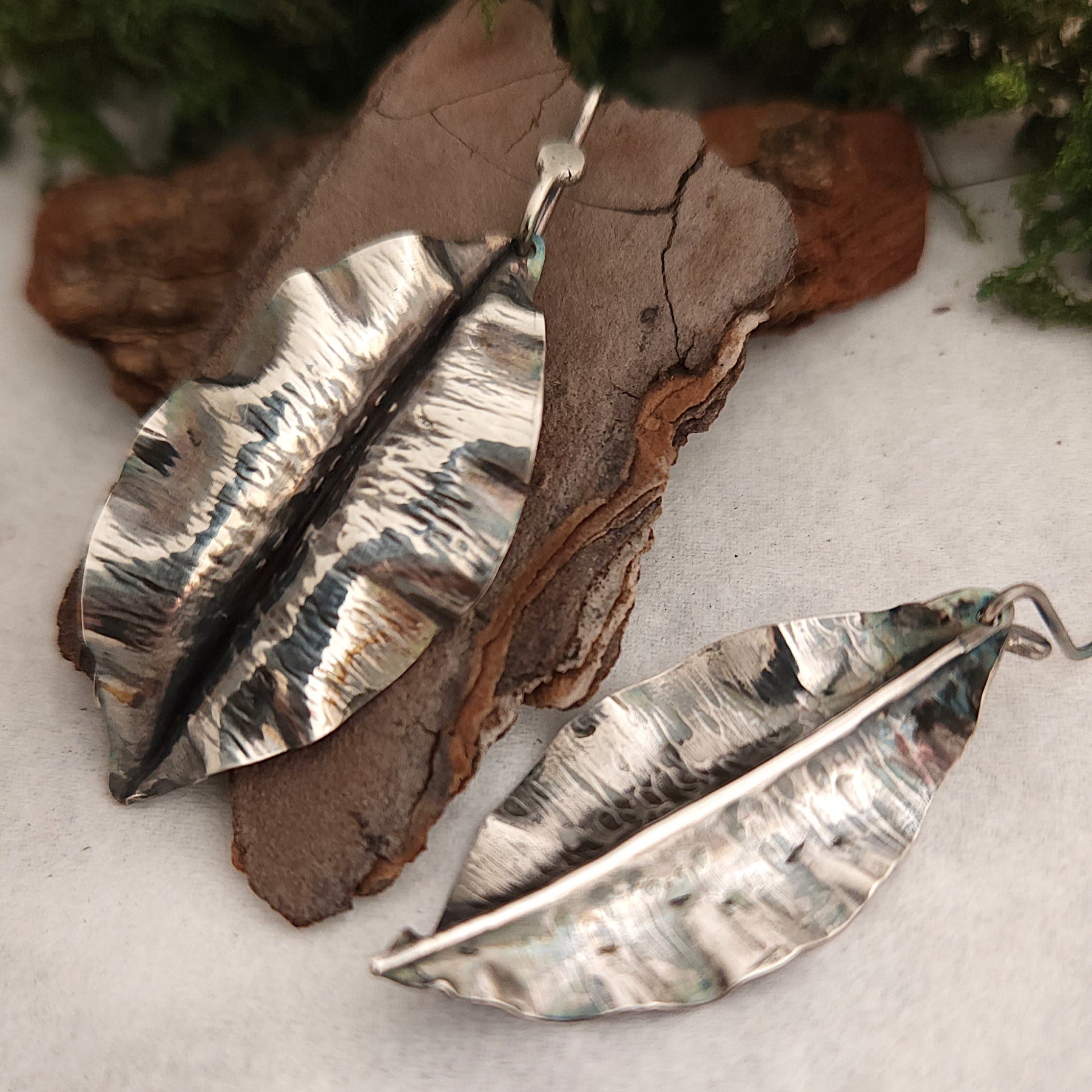 Silver leaf earrings