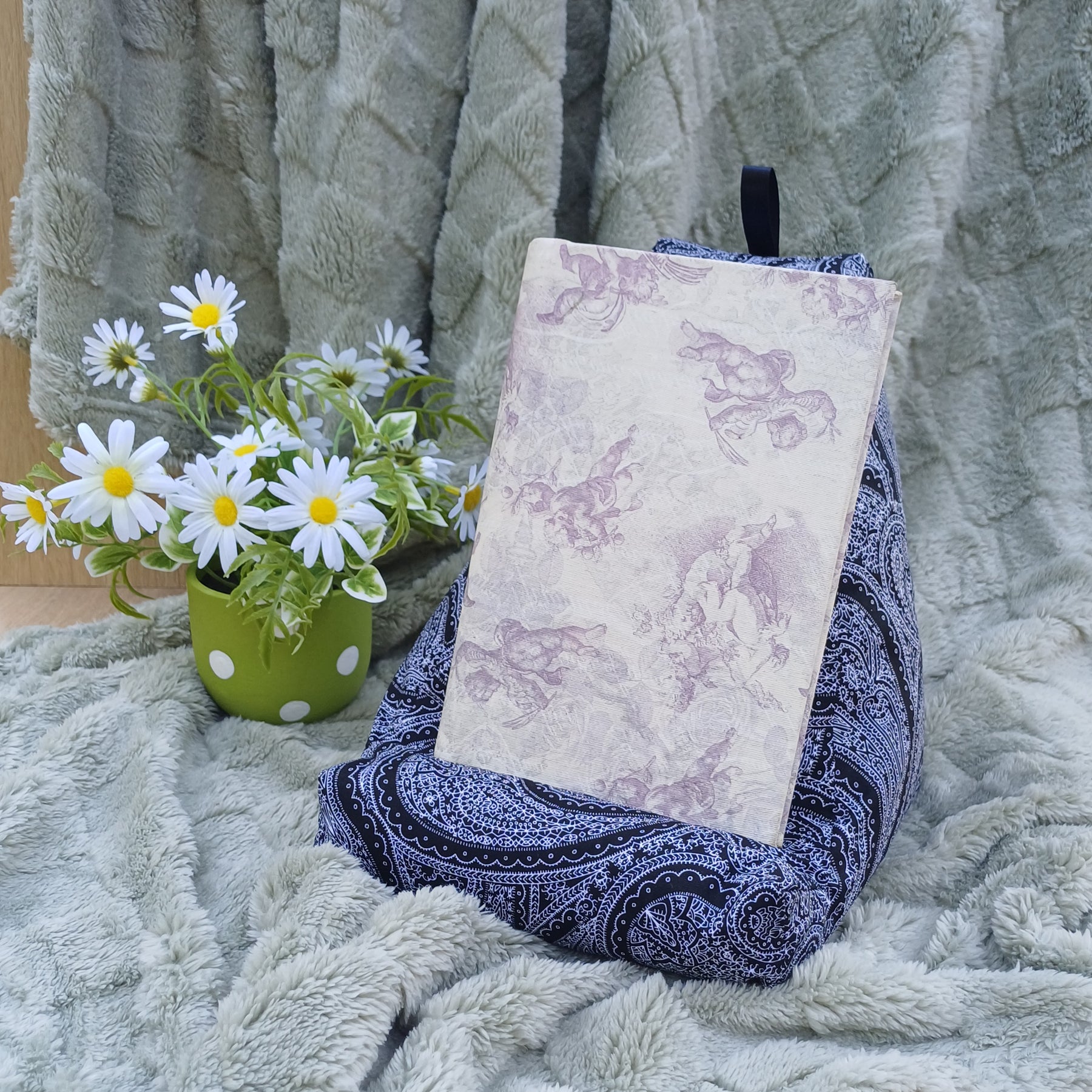 Paisley Design Pillow with Pocket to suit Book and Tablet