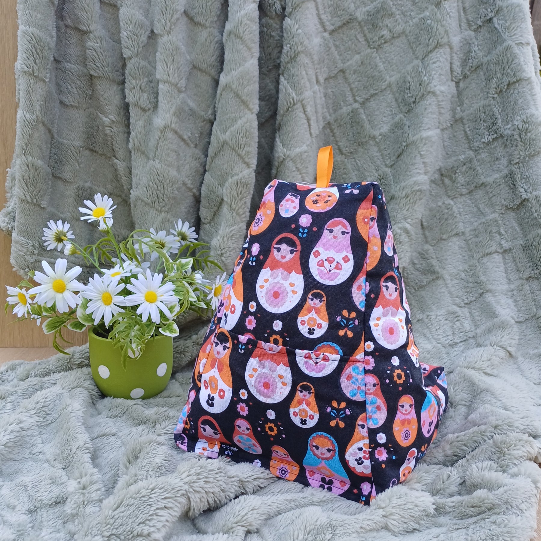 Babushka Design Pillow with Pocket to suit Book and Tablet