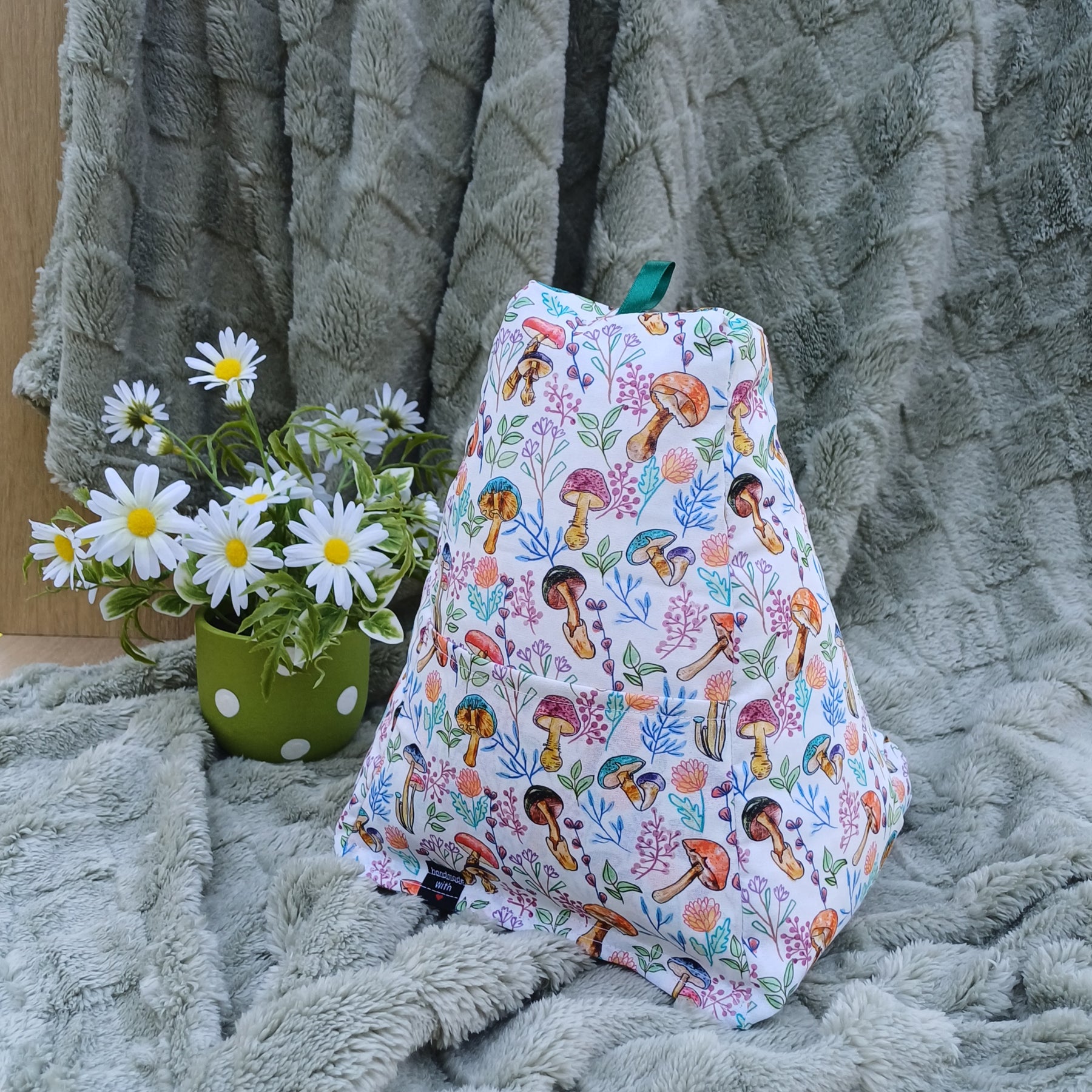 Mushroom Design Pillow with Pocket to suit Book and Tablet