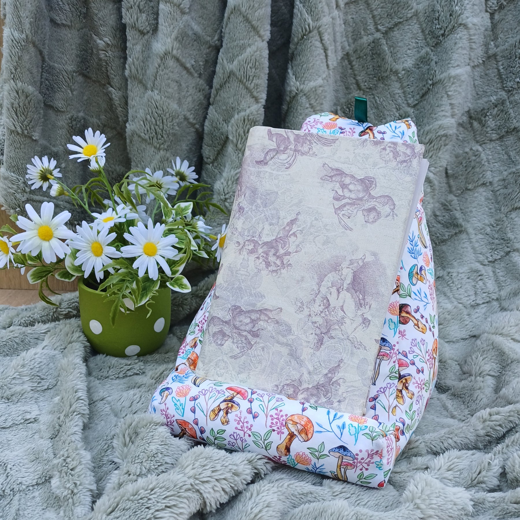 Mushroom Design Pillow with Pocket to suit Book and Tablet