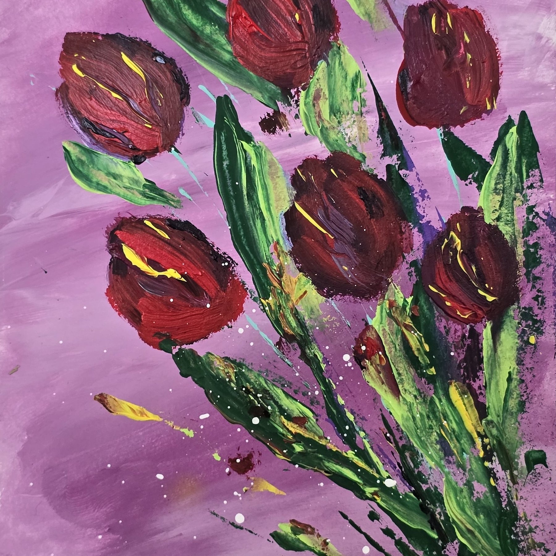 'Where The Tulips Dream' - Original Artwork on Watercolour Paper 13x18cm