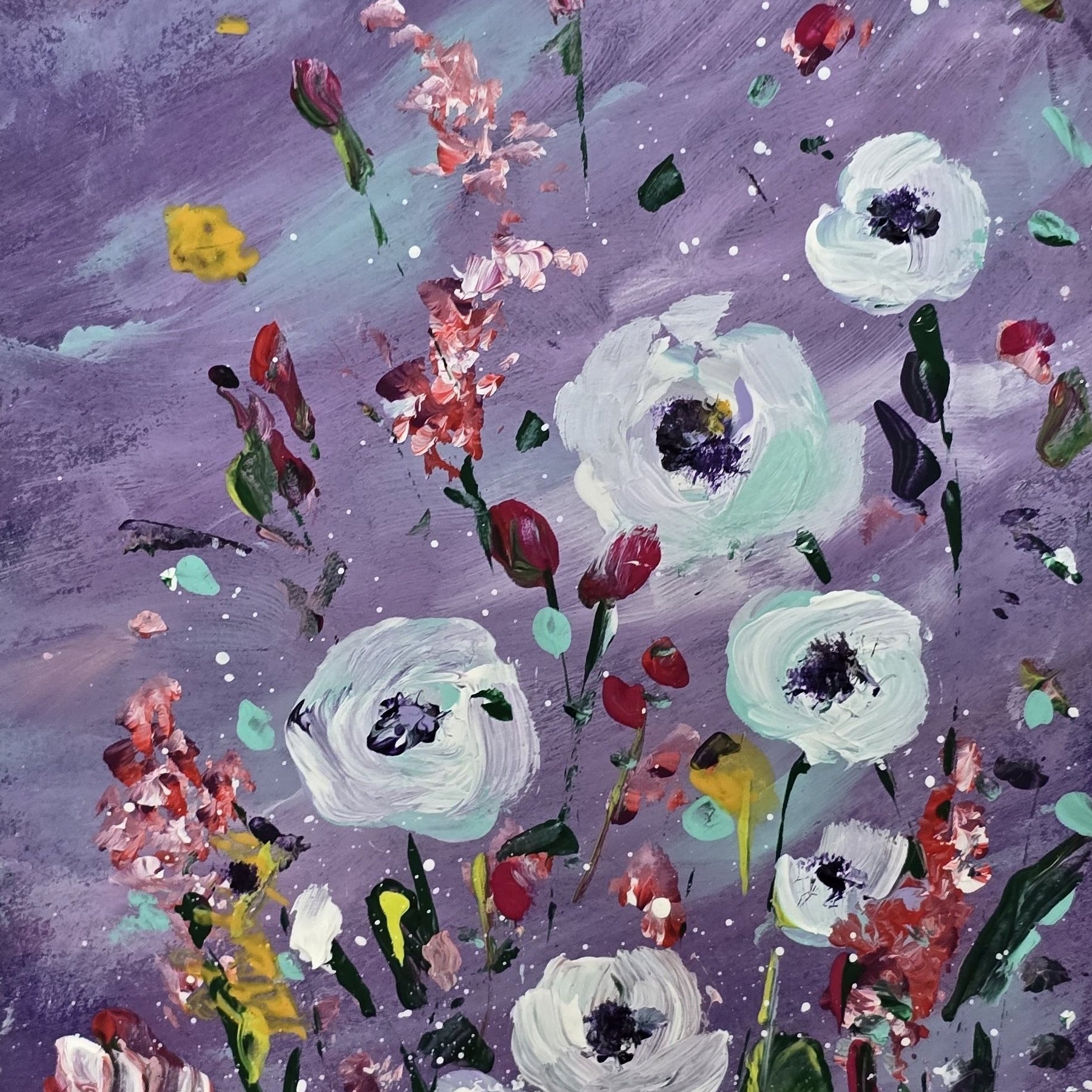 'A Bloom Beneath Amethyst Skies' - Original Artwork on Watercolour Paper 13x18cm