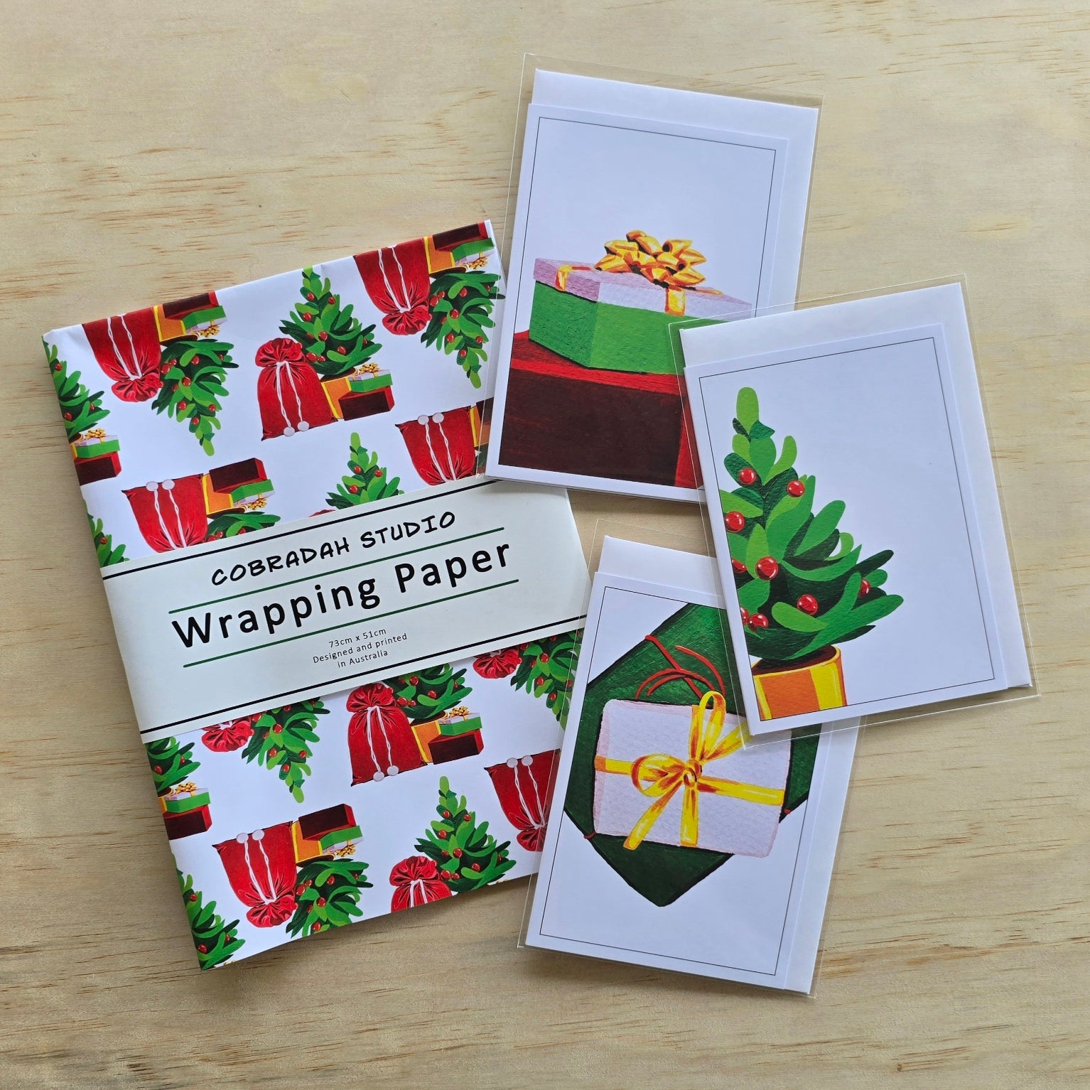 Christmas Tree Gift Wrap and Card Set