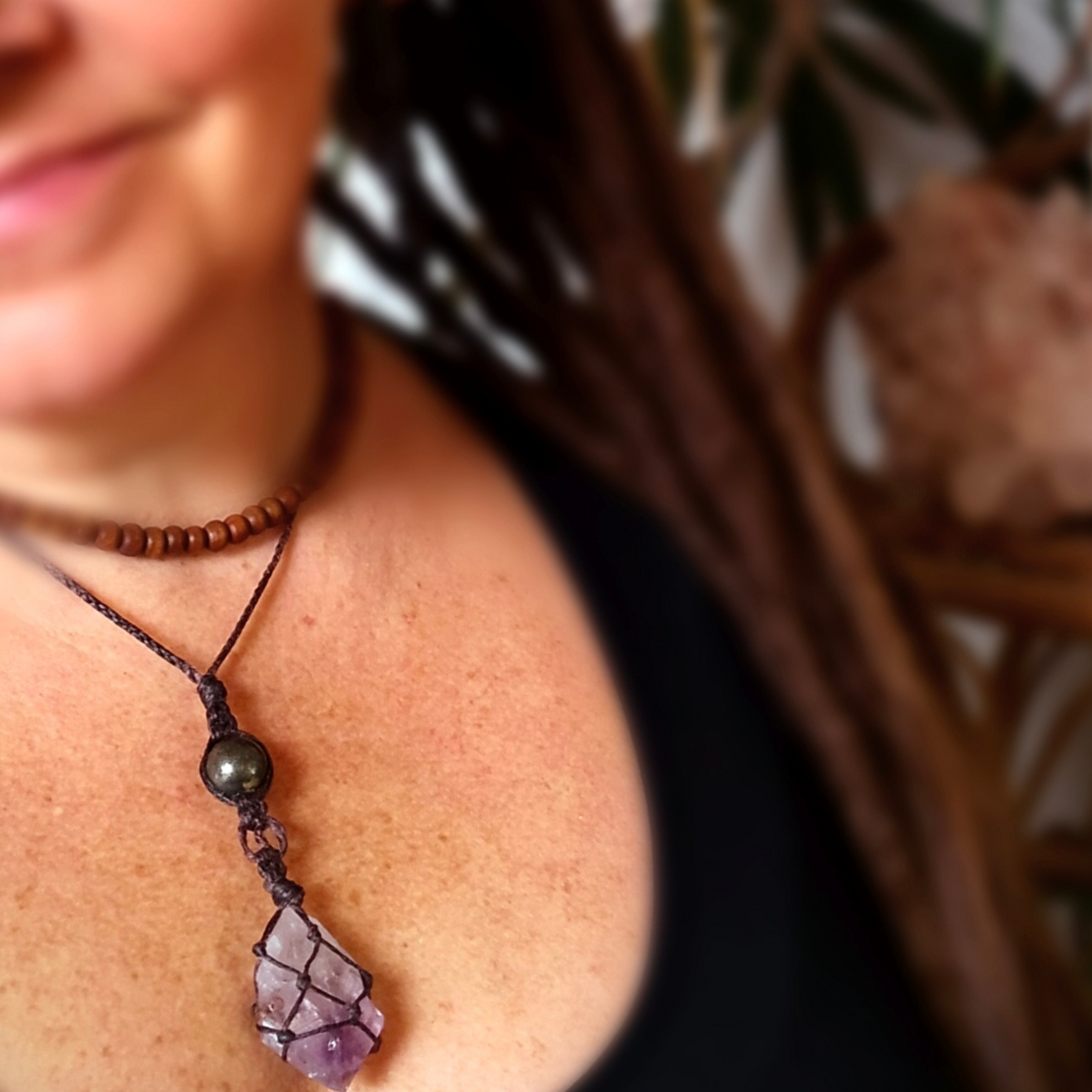 •| AMETHYST | PYRITE |• natural crystal necklace