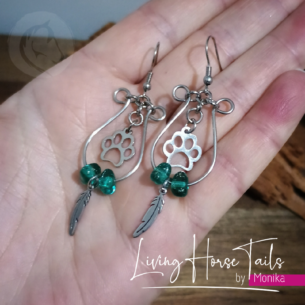 Beaded looped paw earrings