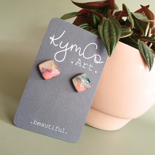The Bubblegum Sky Collection | Resin art jewellery | Studs & large dangle earrings | Brooch
