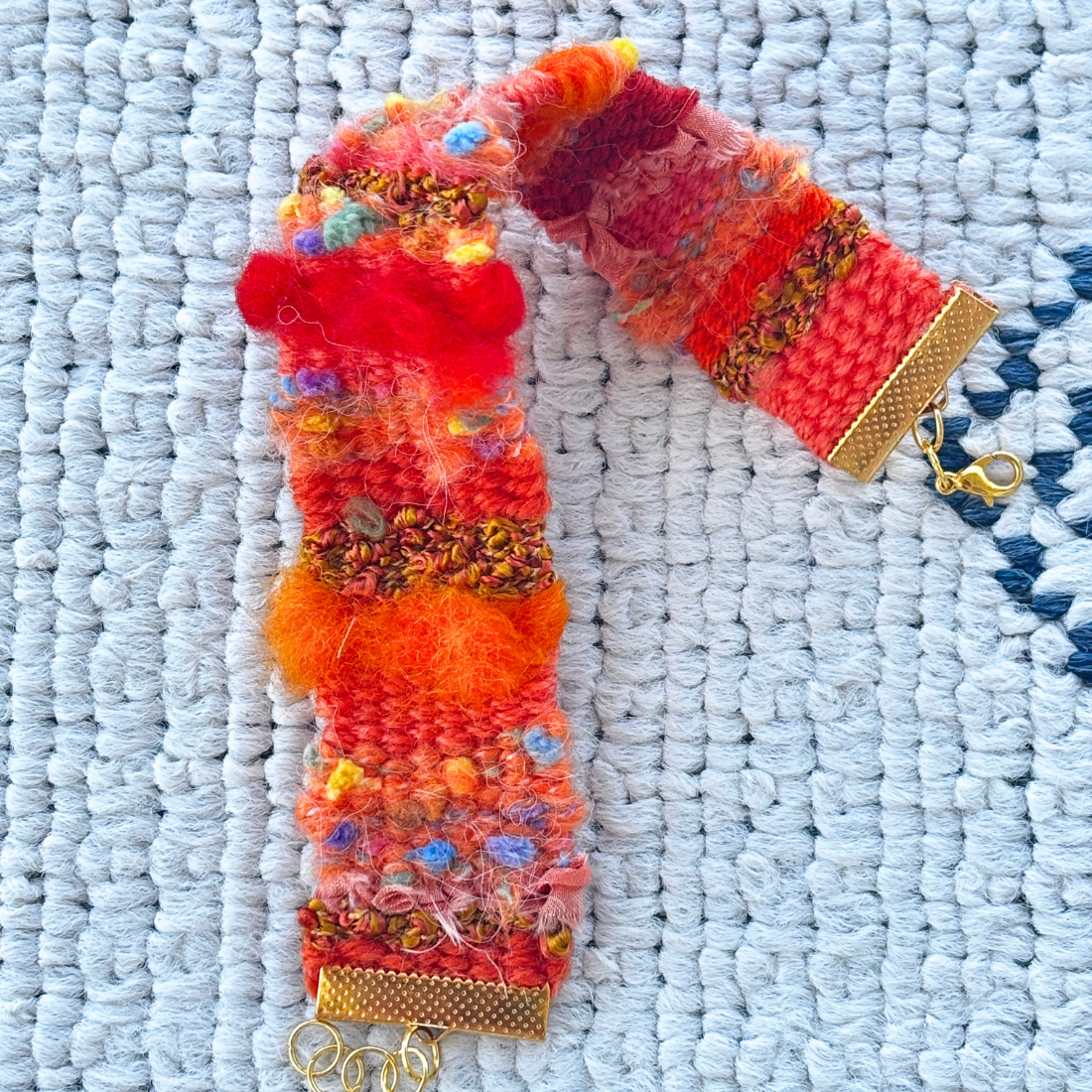 Handwoven Textile Fibre Art Bracelet