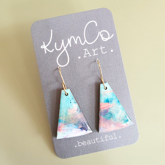 The Bubblegum Sky Collection | Resin art jewellery | Studs & large dangle earrings | Brooch