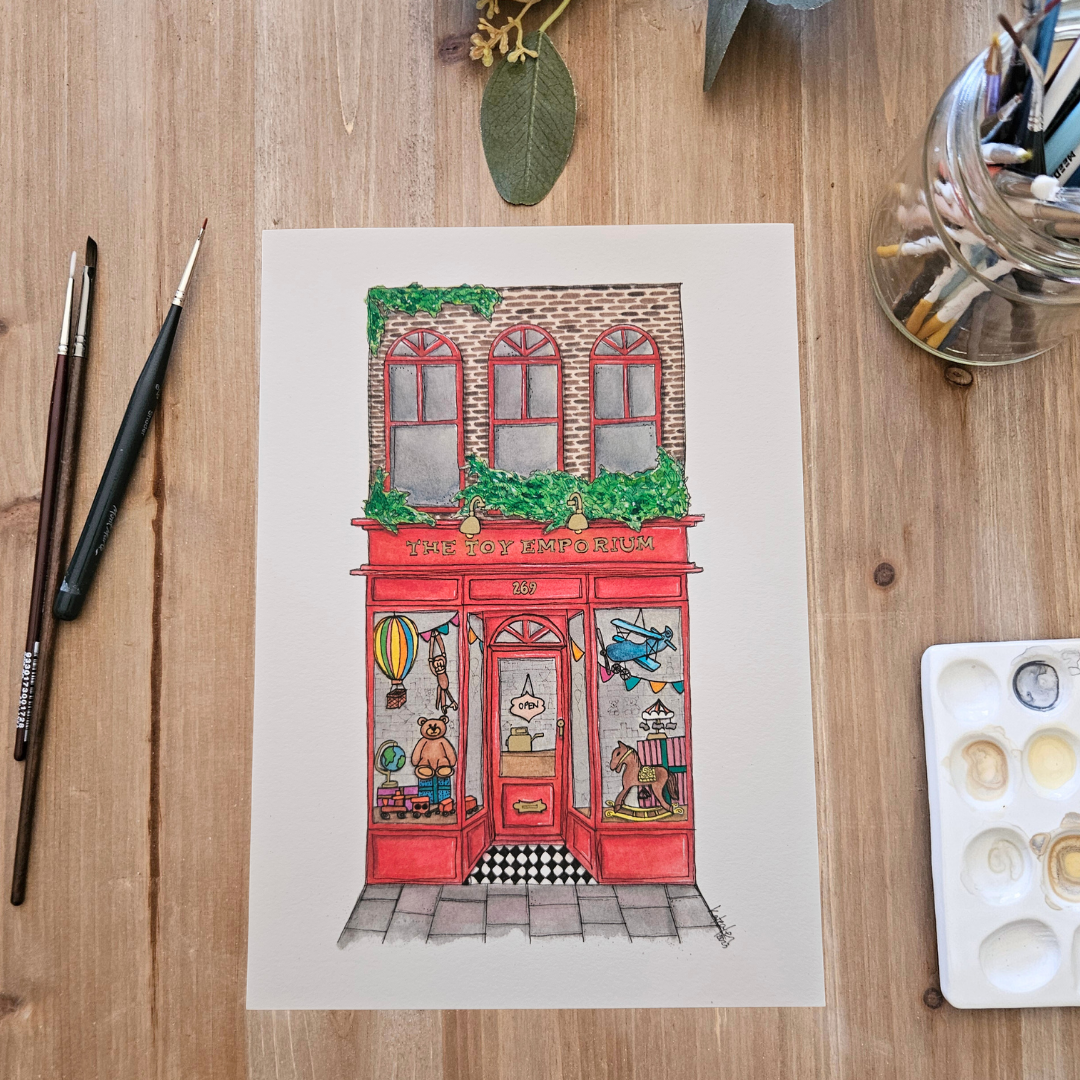 Watercolour Art Print - 'The Toy Emporium'