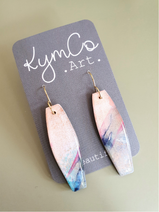 The Bubblegum Sky Collection | Resin art jewellery | Studs & large dangle earrings | Brooch
