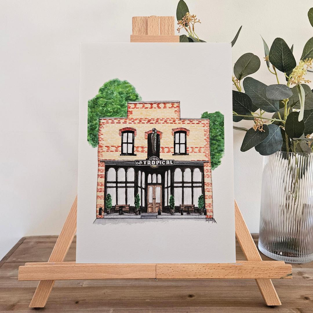 Watercolour Art Print - 'Cafe Tropical'