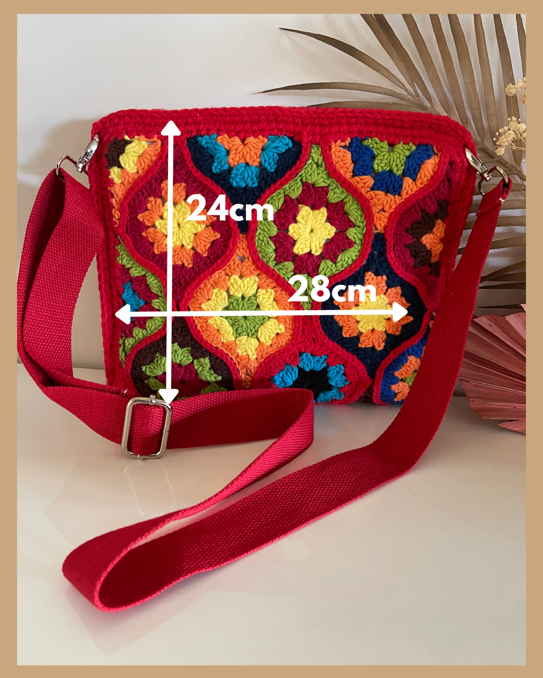 Handmade Crochet Crossbody Bag Colourful Cotton Shoulder Bag