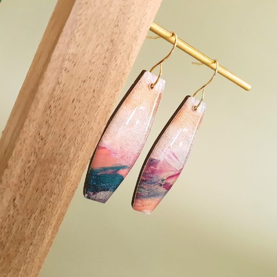 The Bubblegum Sky Collection | Resin art jewellery | Studs & large dangle earrings | Brooch