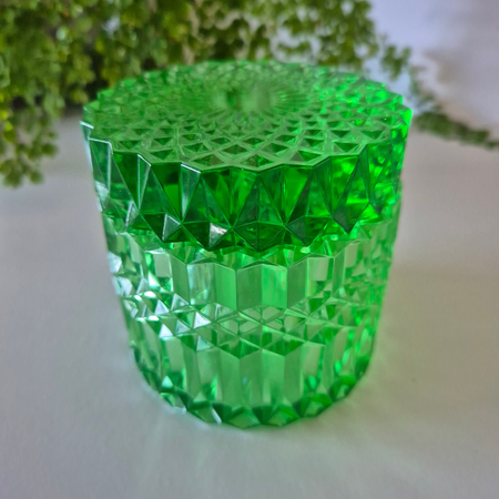 Geometric Green Resin Jar with Lid