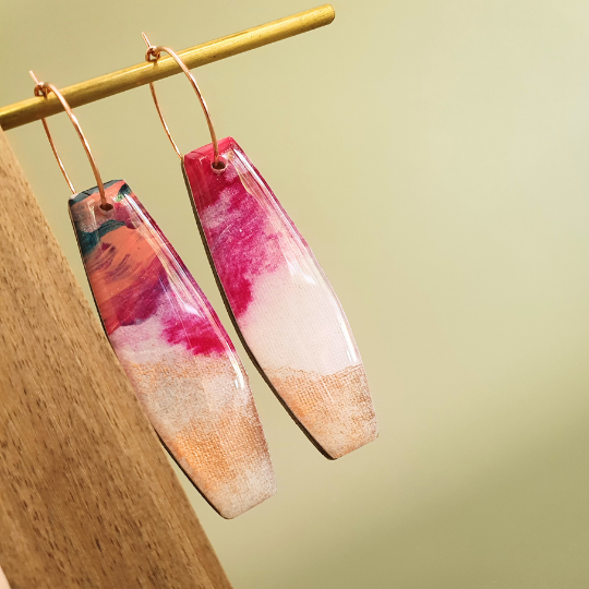 The Bubblegum Sky Collection | Resin art jewellery | Studs & large dangle earrings | Brooch