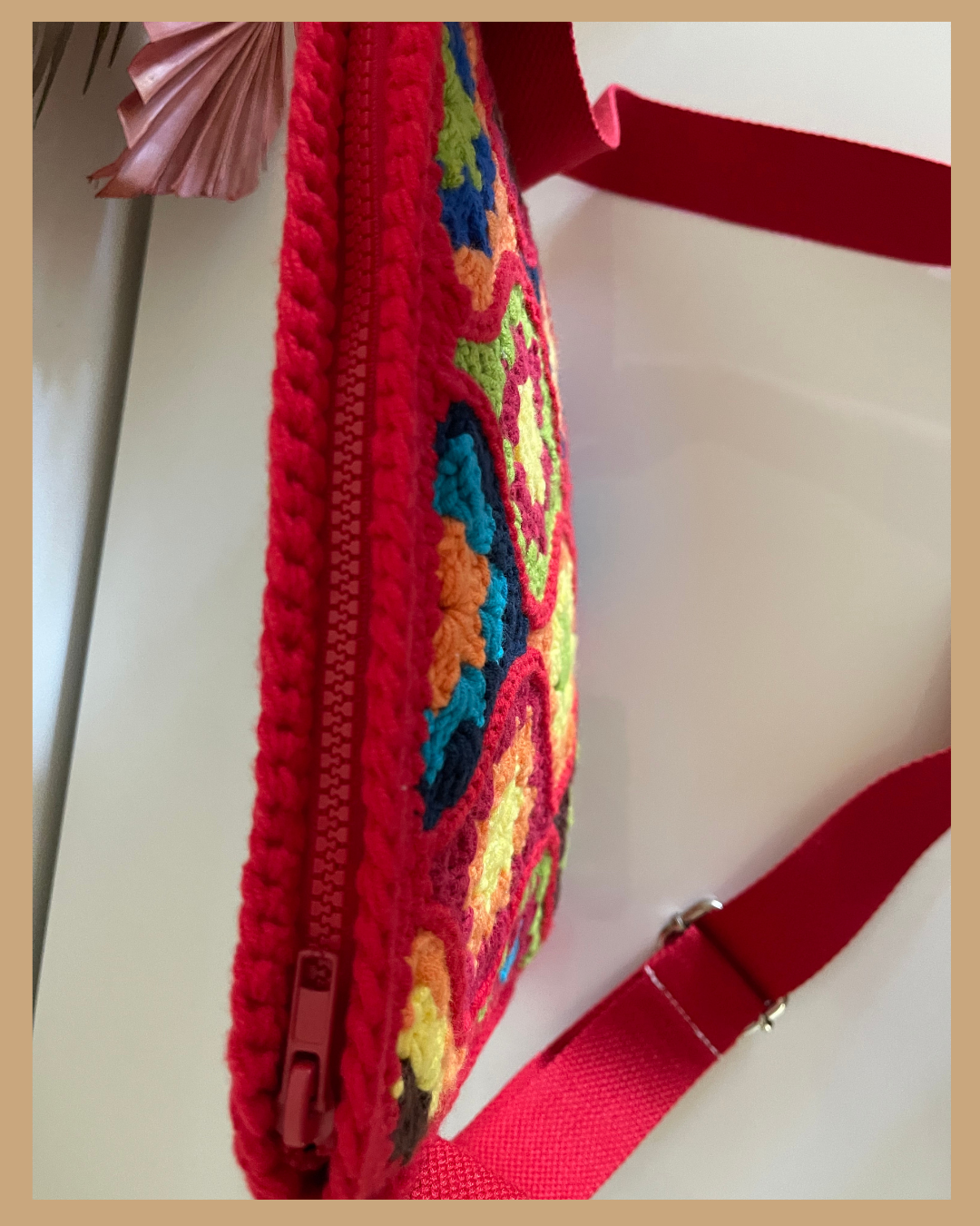 Handmade Crochet Crossbody Bag Colourful Cotton Shoulder Bag