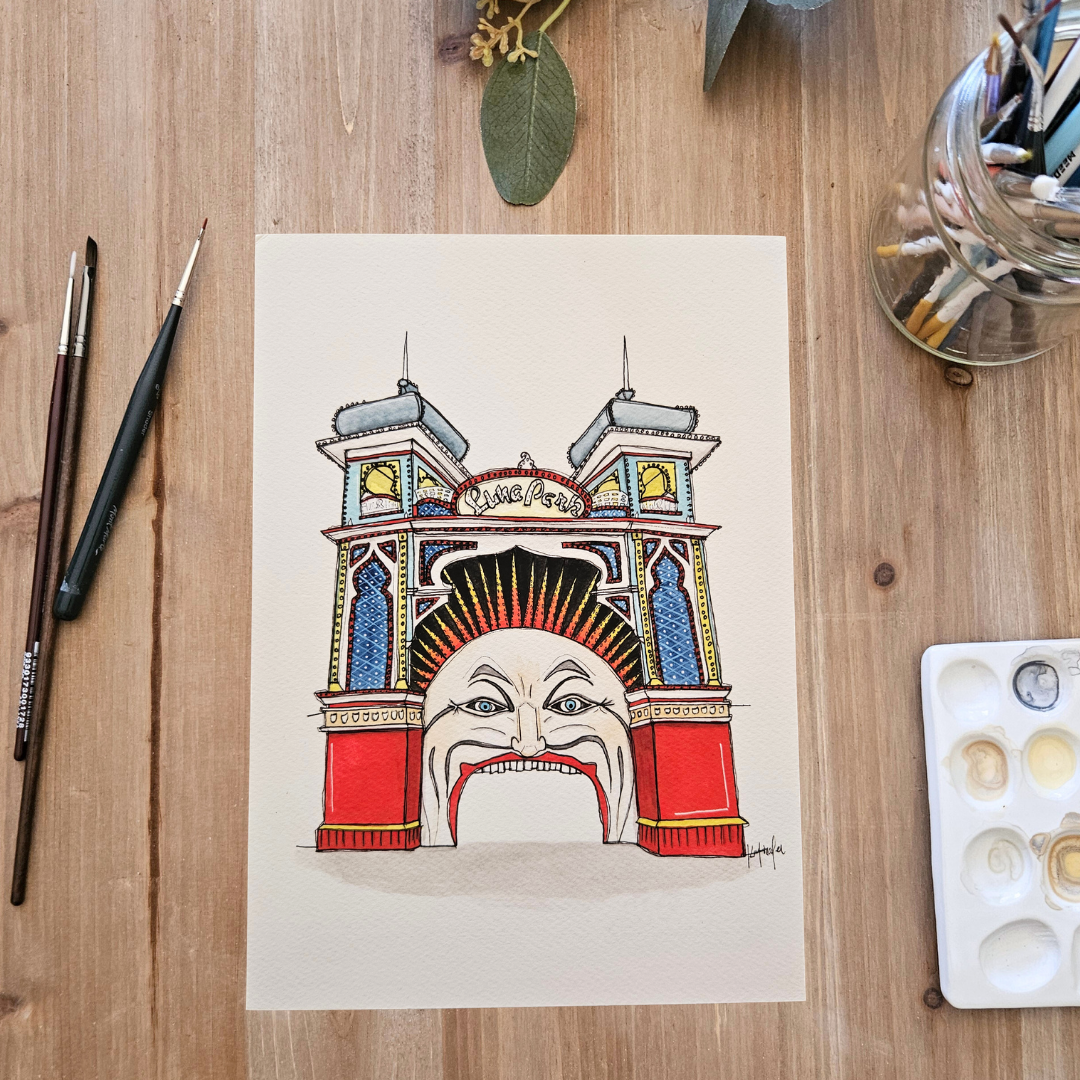 Watercolour Art Print - 'Luna Park'