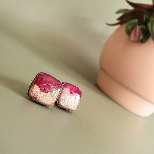 The Bubblegum Sky Collection | Resin art jewellery | Studs & large dangle earrings | Brooch